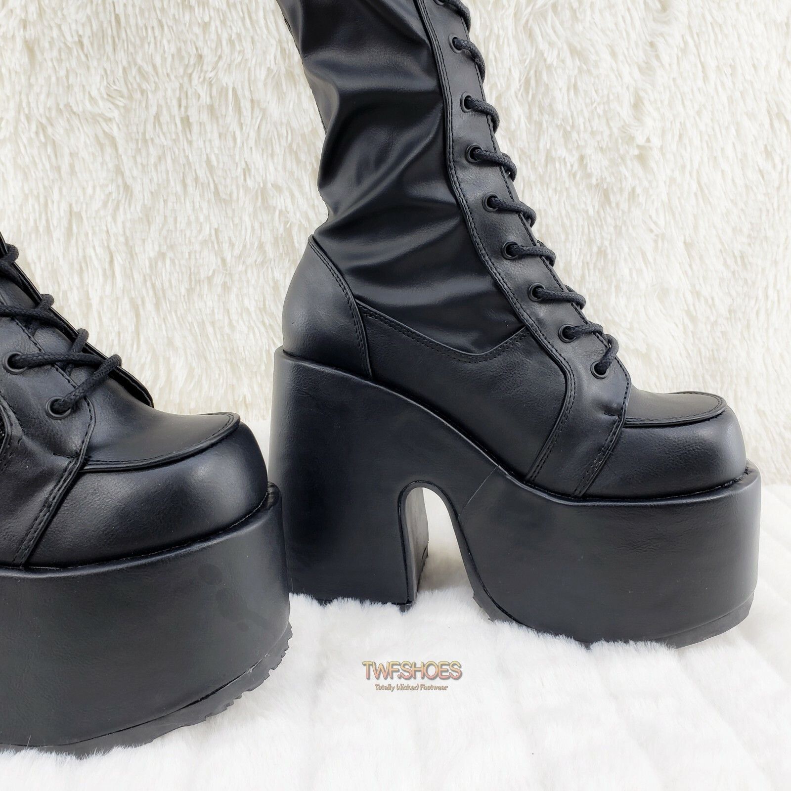 Other Camel 300 Platform 5" Heel Stretch Lace Up Goth Punk Thigh B Size US 12 / IT 42 - 8 Thumbnail