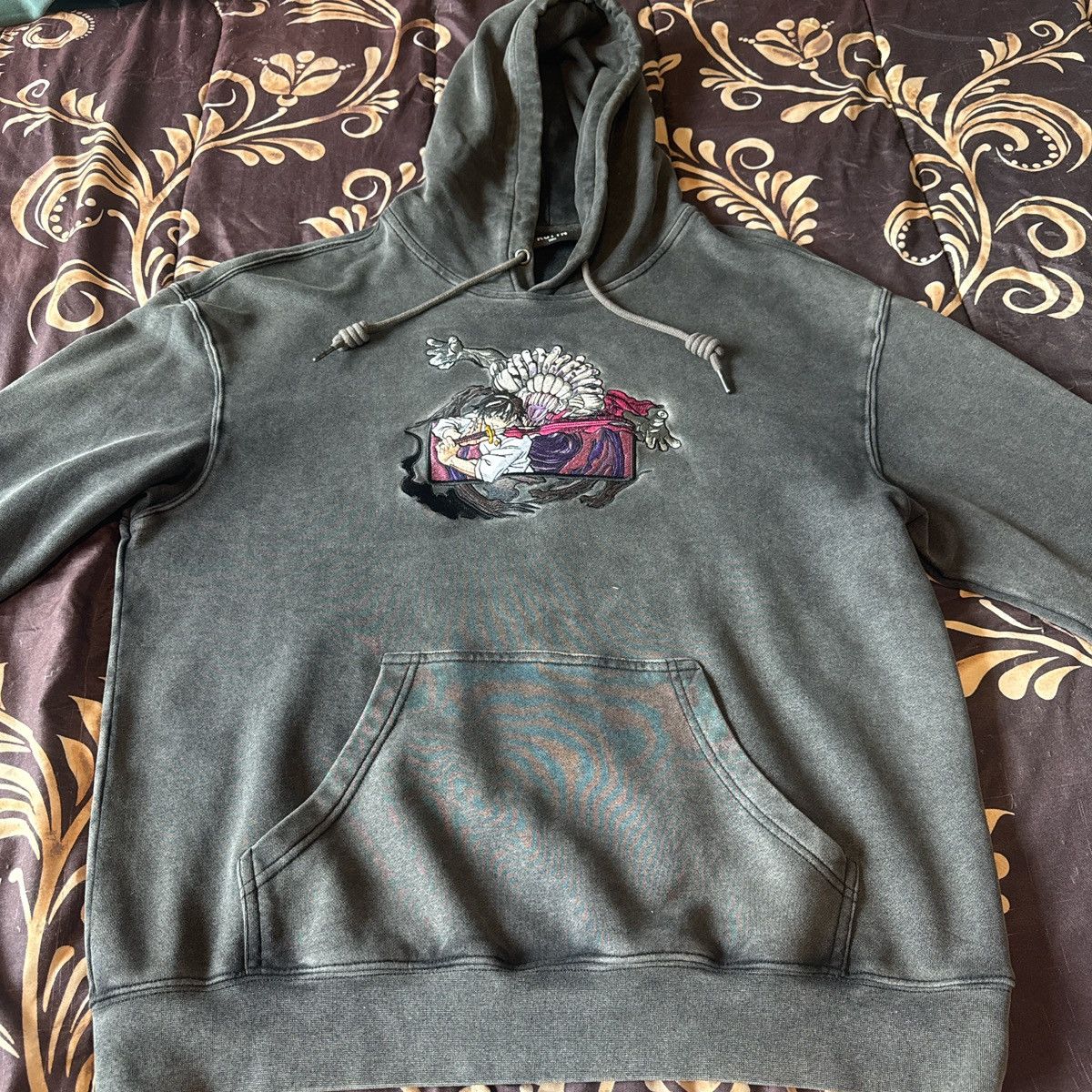 Japanese Brand Kuttn Jujutsu Kaisen Yuta Acid-Wash Grey