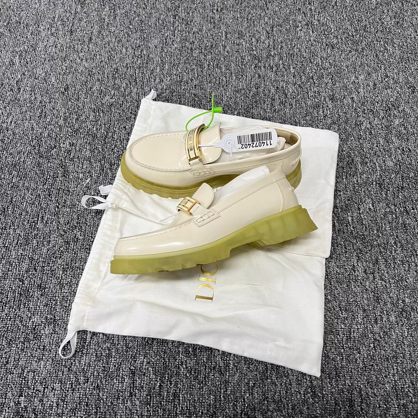 Dior DiorSloganLogoWhite&GoldCrystalSoleLoafer37.598New Size US 7 / IT 37 - 3 Thumbnail