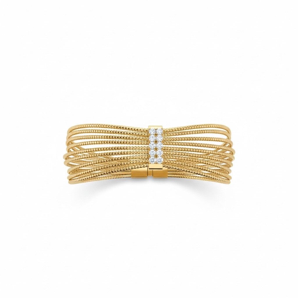 Anne Klein Anne Klein Gold Tone Multi Row Crystal Cuff Bracelet Size ONE SIZE - 2 Thumbnail
