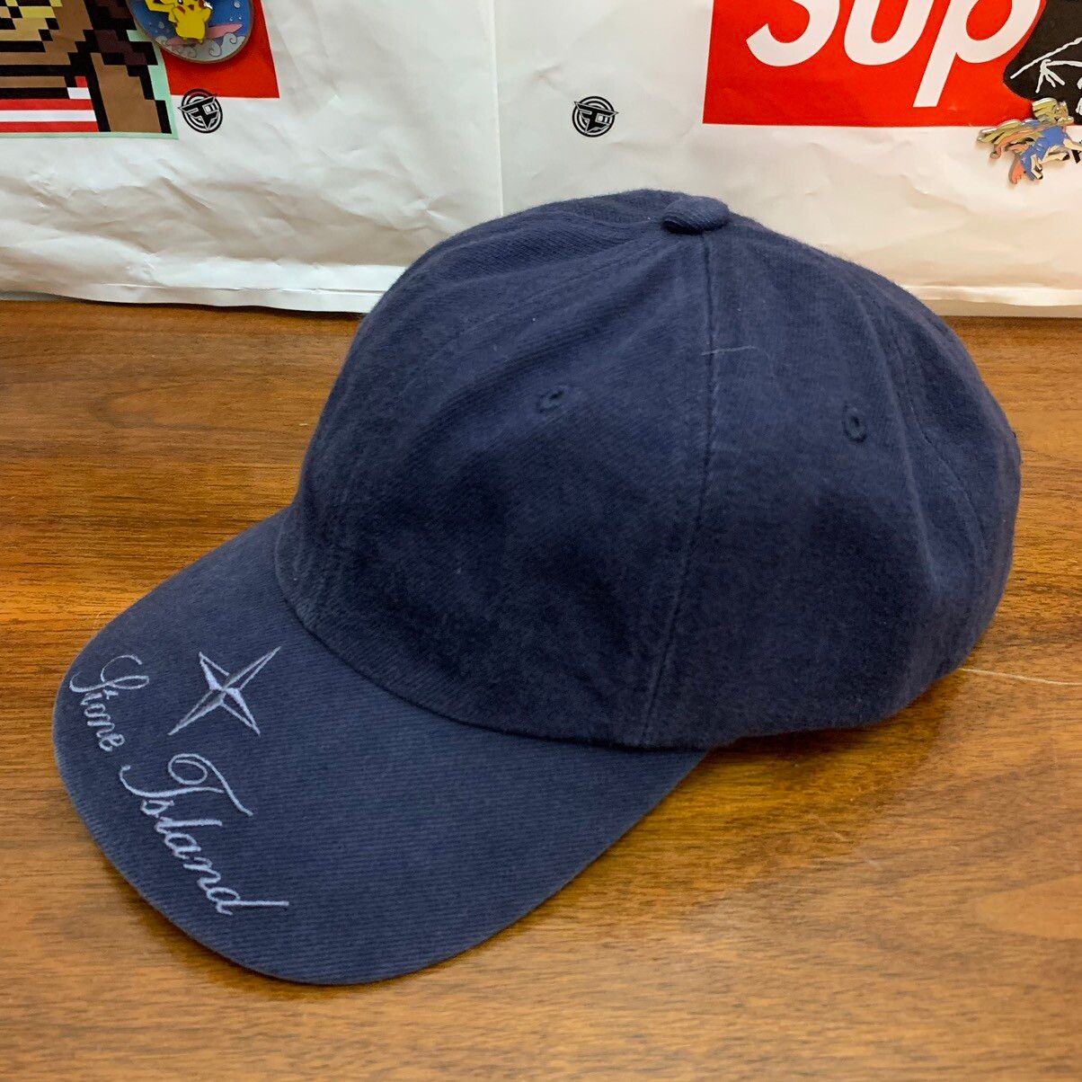 Supreme Supreme x Stone Island Denim 6-Panel Navy | Grailed