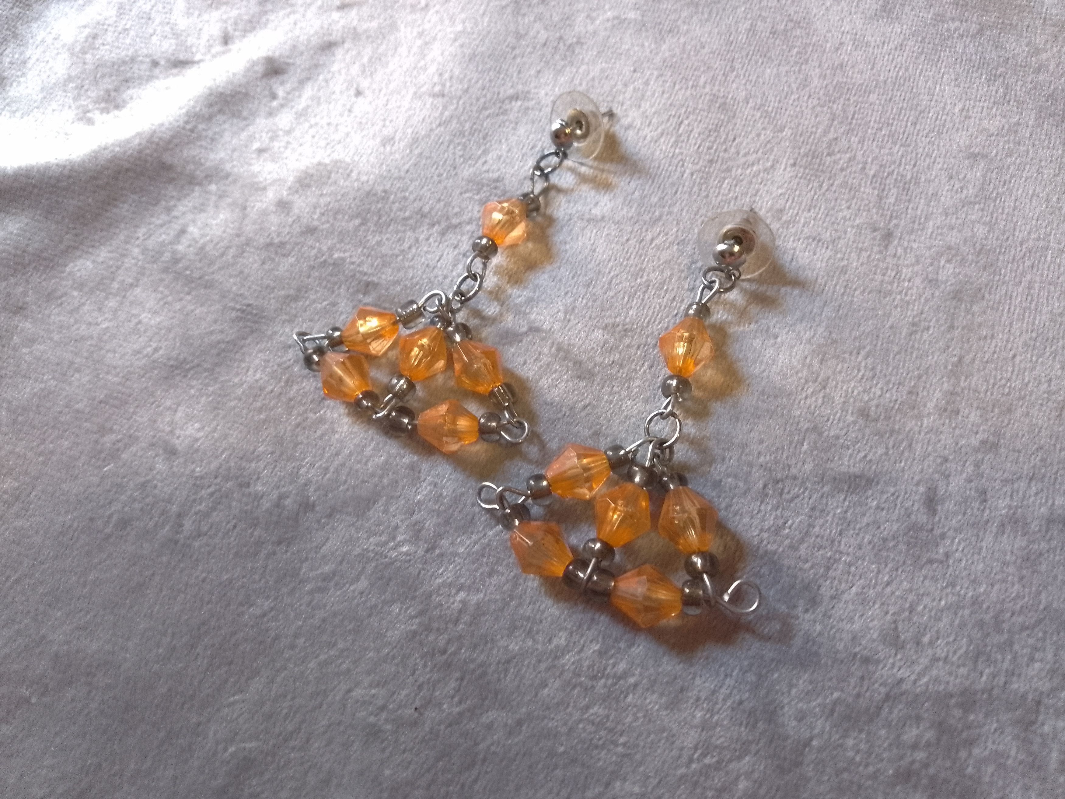 Handmade Necklace Orange Green Earrings Vintabe Antique Fashionable Size ONE SIZE - 8 Thumbnail