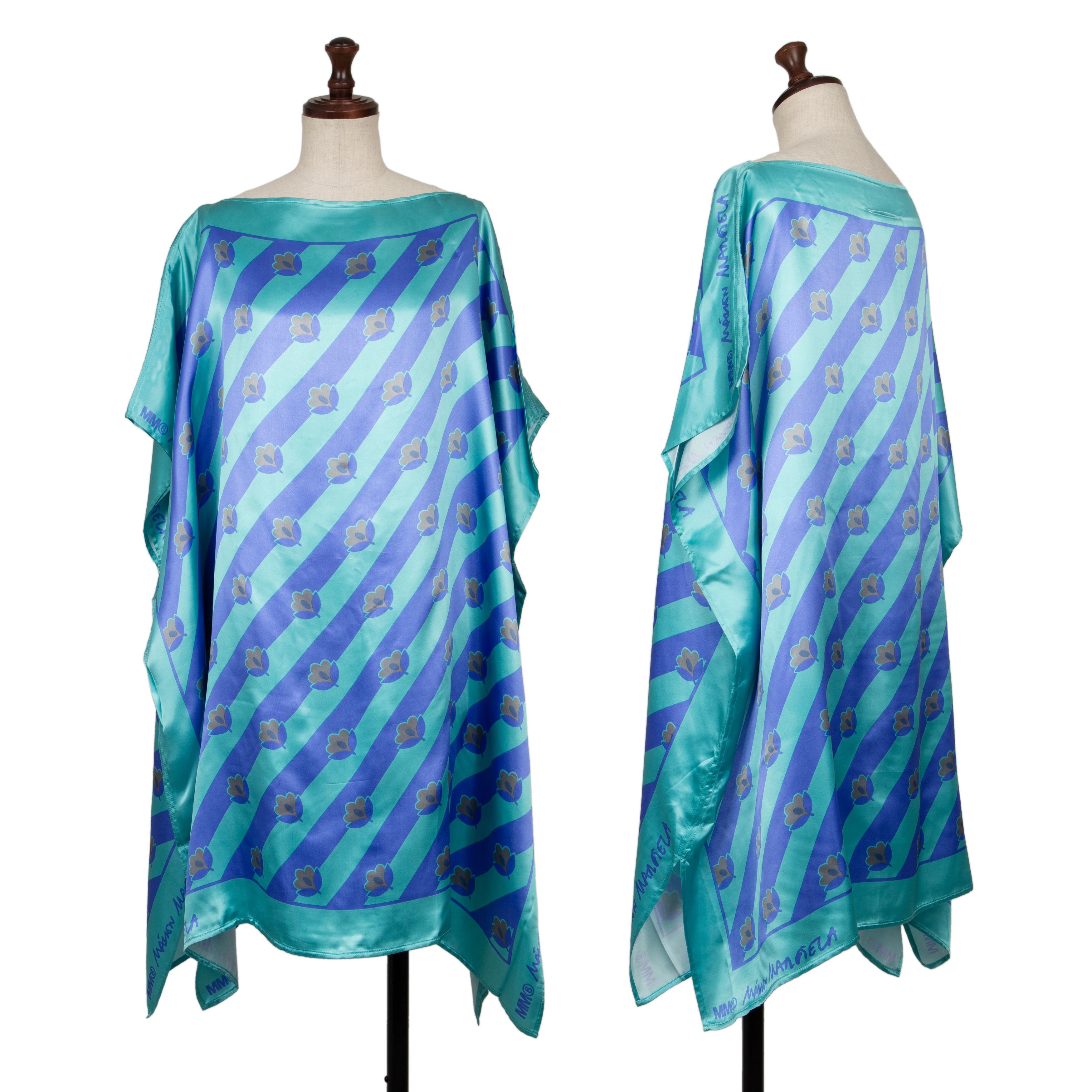 Maison Margiela Rayon Flower Stripe Tunic in Light Blue Gray Size US M / EU 48-50 / 2 - 1 Thumbnail