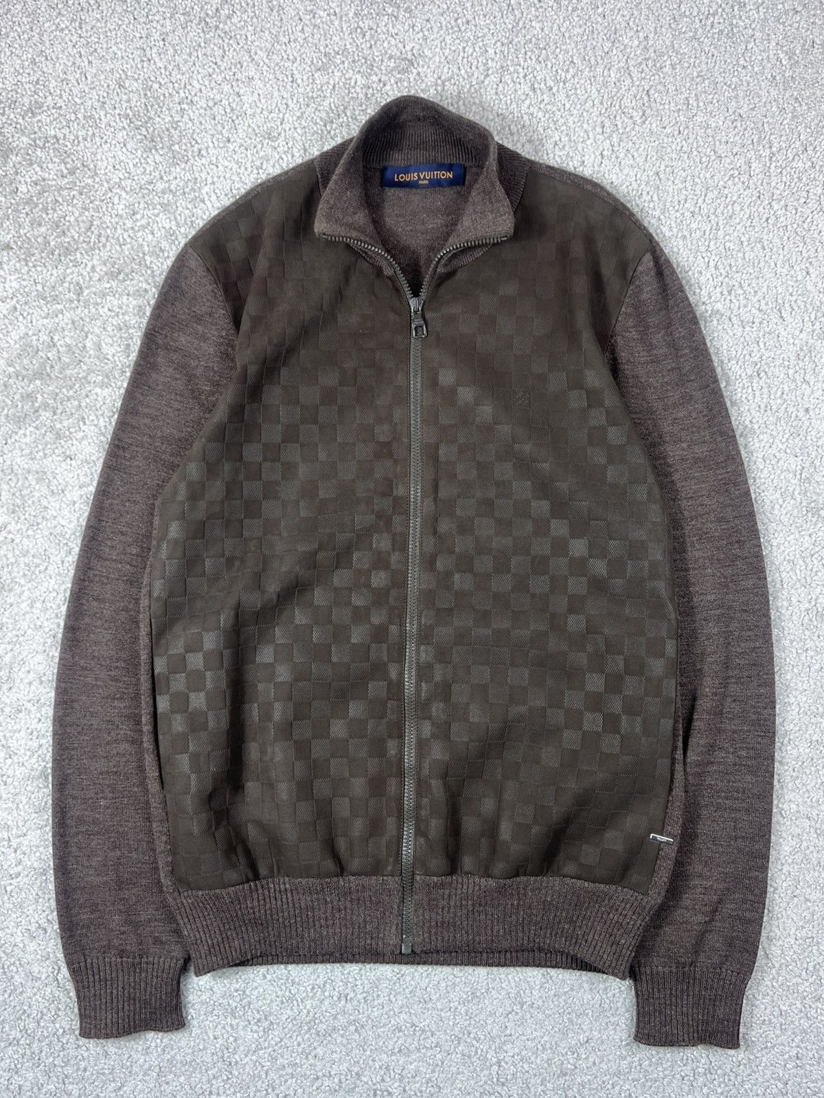 Louis Vuitton Louis Vuitton Brown Damier Signature Zip Up Cardigan Sweater Size US M / EU 48-50 / 2 - 1 Thumbnail