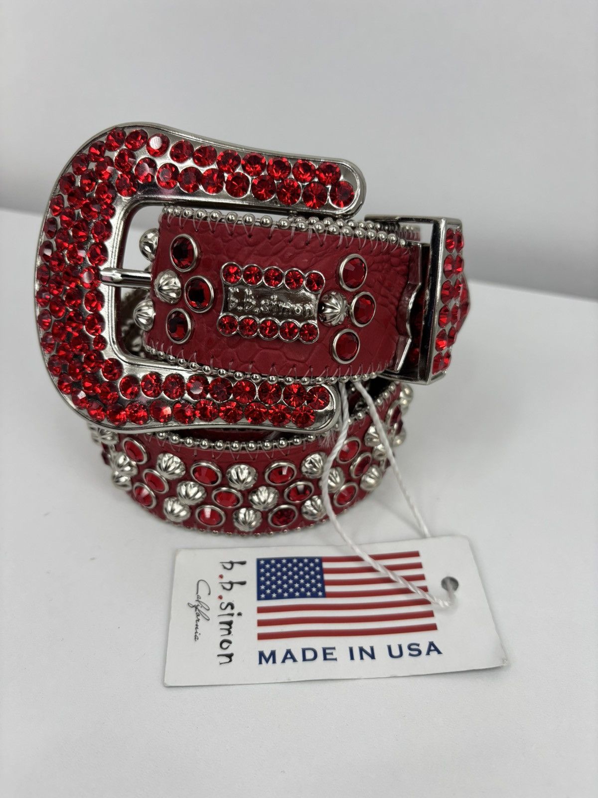 B.B. Simon BB Simon Belt 2617 Lavasan Red 100% Authentic Size 36 Size 36 - 2 Thumbnail