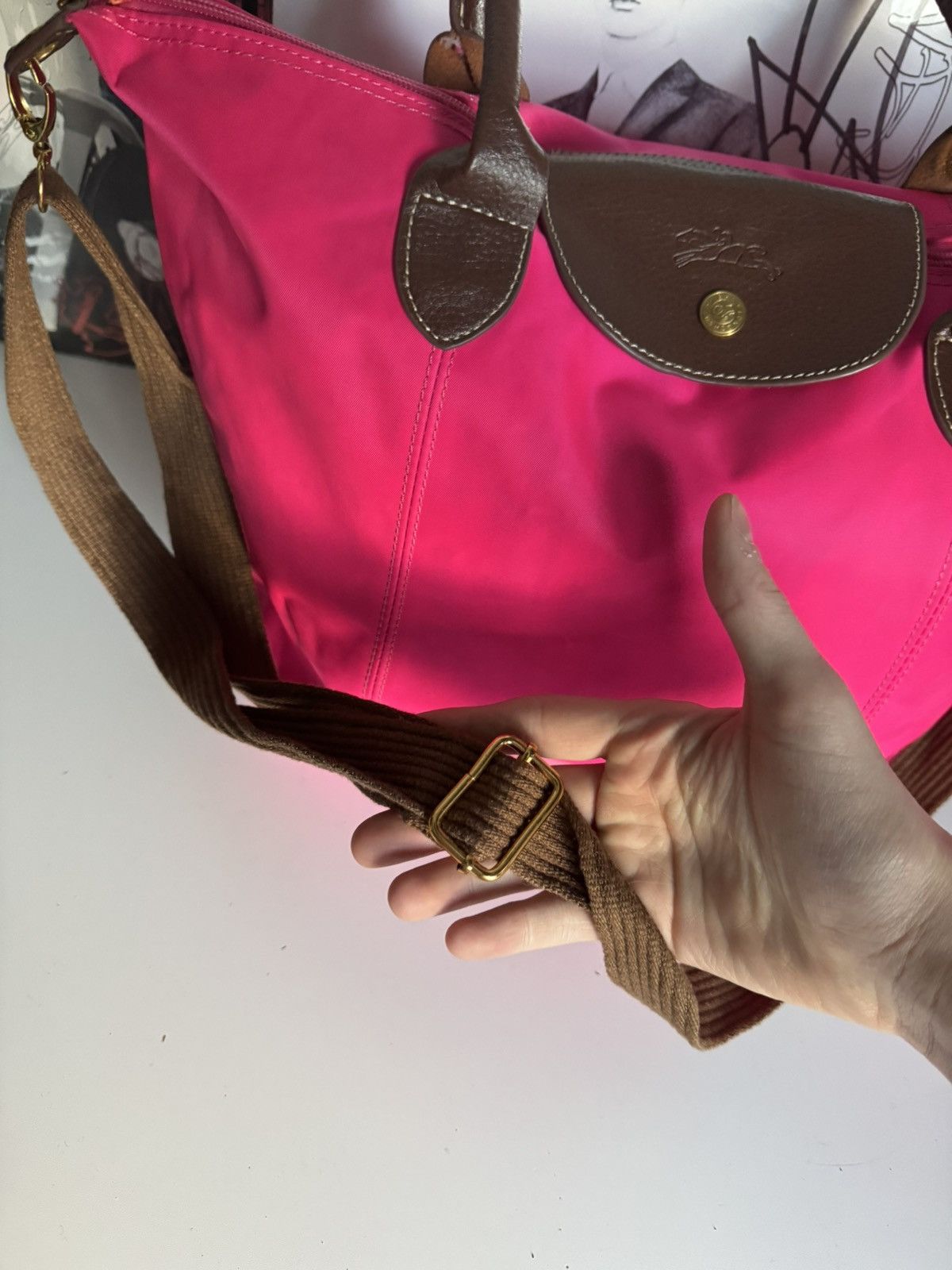 Longchamp Longchamp Le Pilage Pink Bag Archive Luxury Designer Size ONE SIZE - 9 Thumbnail
