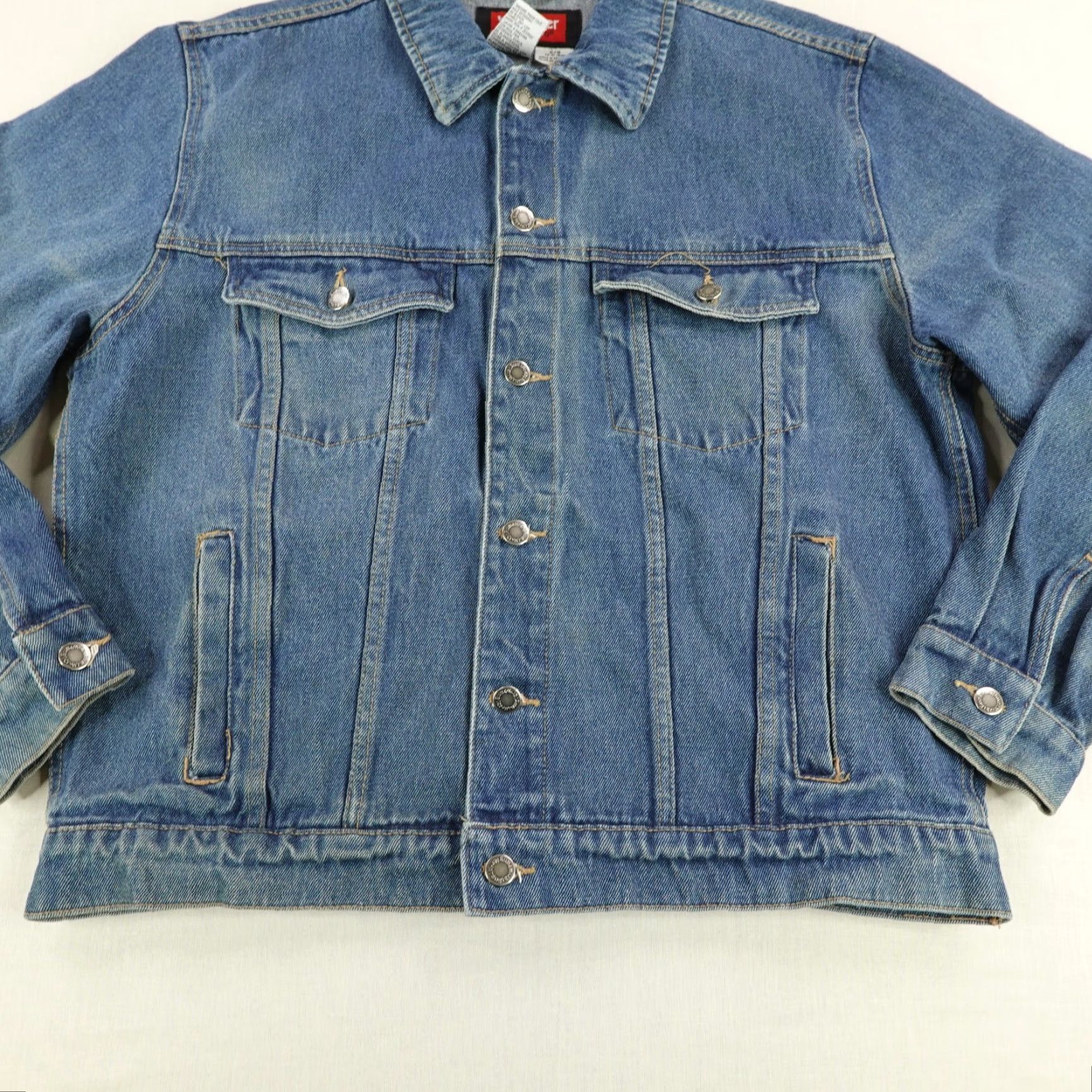 Wrangler VINTAGE Wrangler Jacket Men L Blue Denim Jean Hero Trucker Western Work Coat Size US 33 - 3 Thumbnail