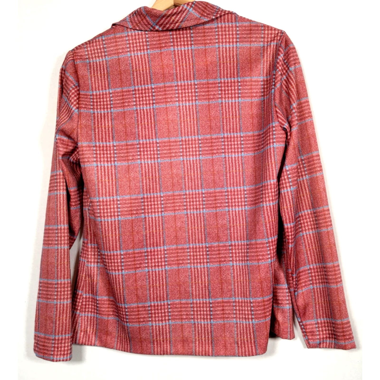 Vintage VINTAGE Liberty Circle Blouse Shirt Open Front Red Plaid 70s Academia Secretary Modest Women's 12 Size XL / US 12-14 / IT 48-50 - 3 Thumbnail