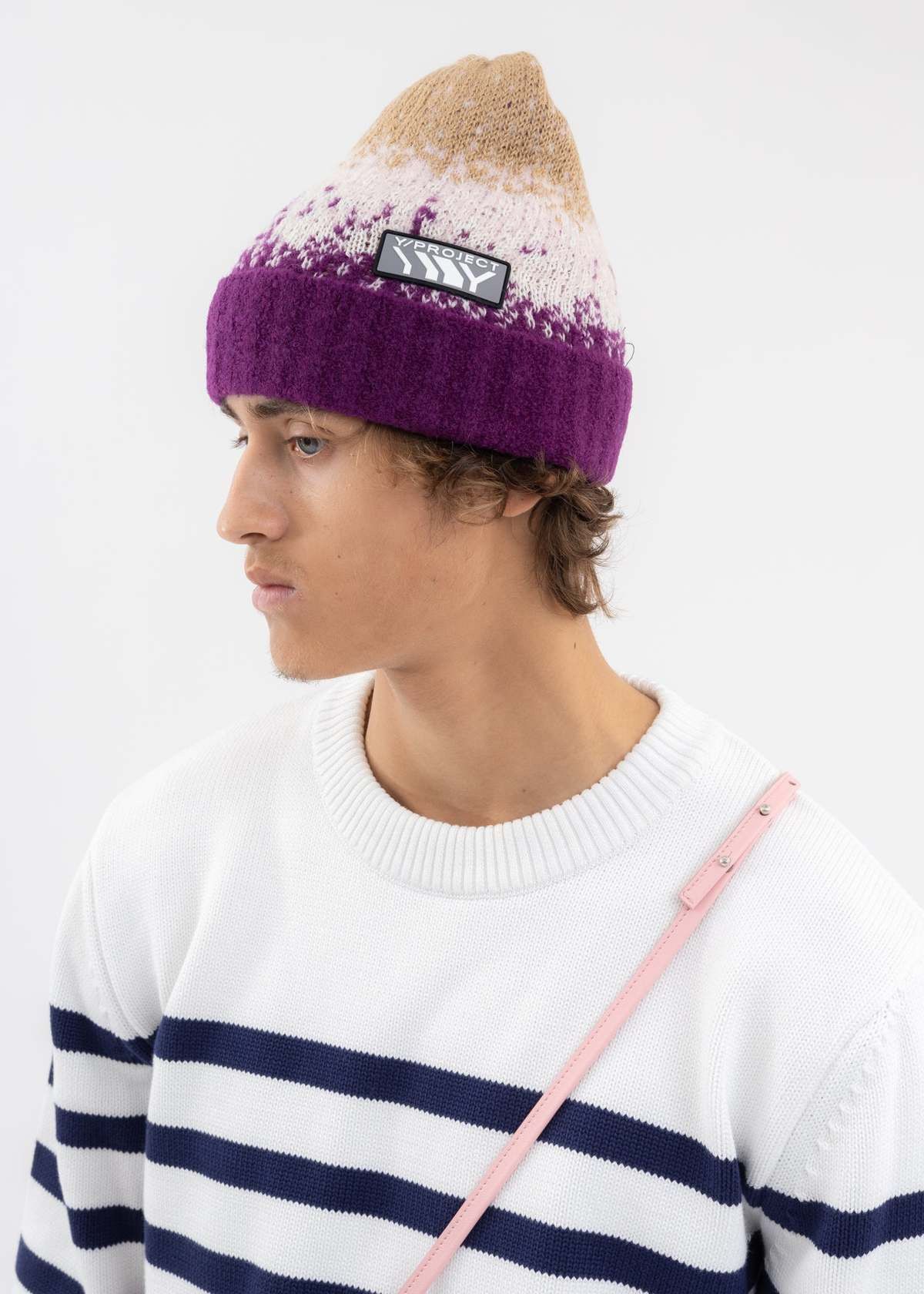 Y/Project Y/Project Purple & Beige Gradient Knit Beanie Size ONE SIZE - 5 Thumbnail