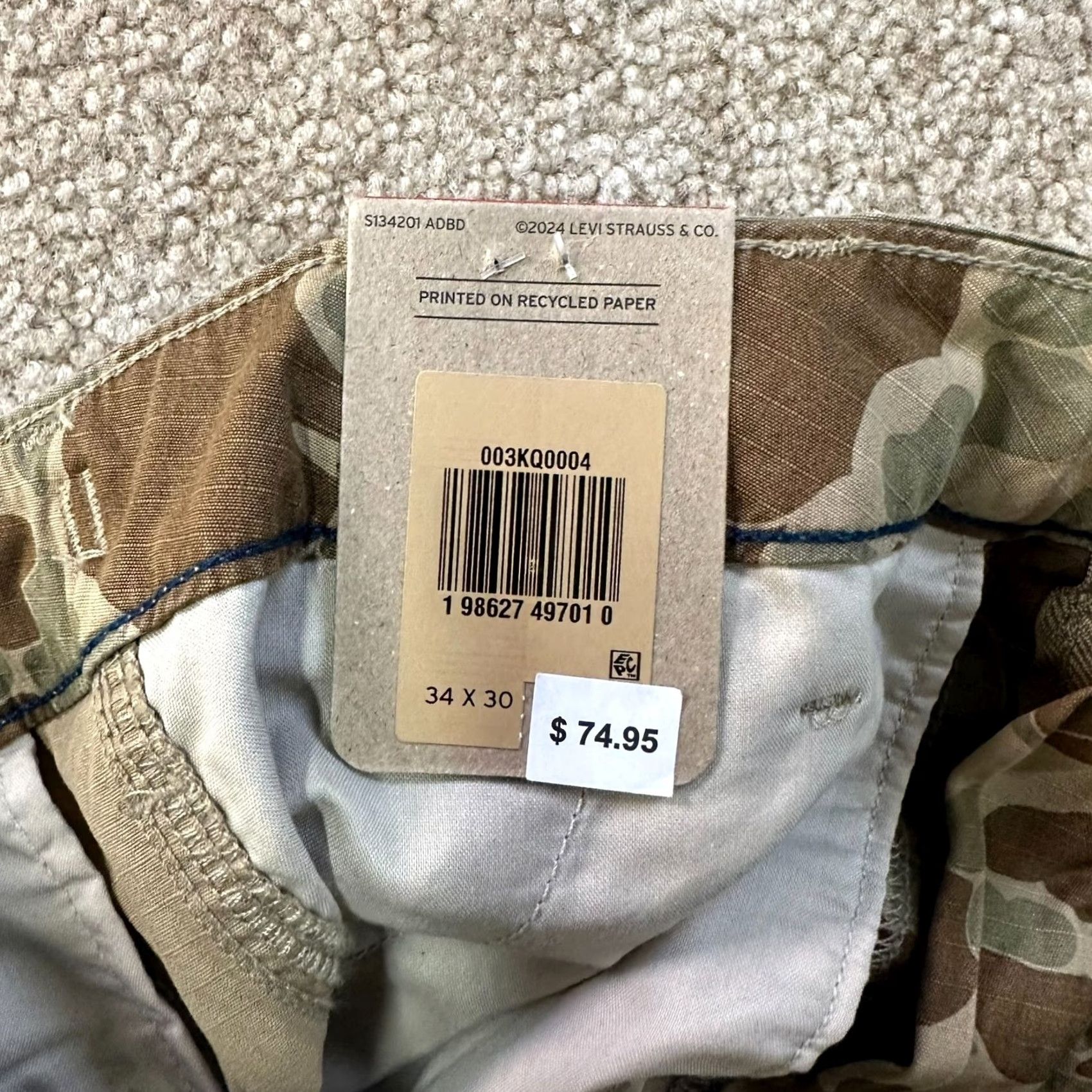 Levi's Levi's Cargo Pants Baggy Mens 34x30 Camo Brown Cotton Relaxed XX Cargo Baggy NWT Denim? Size US 34 / EU 50 - 5 Thumbnail