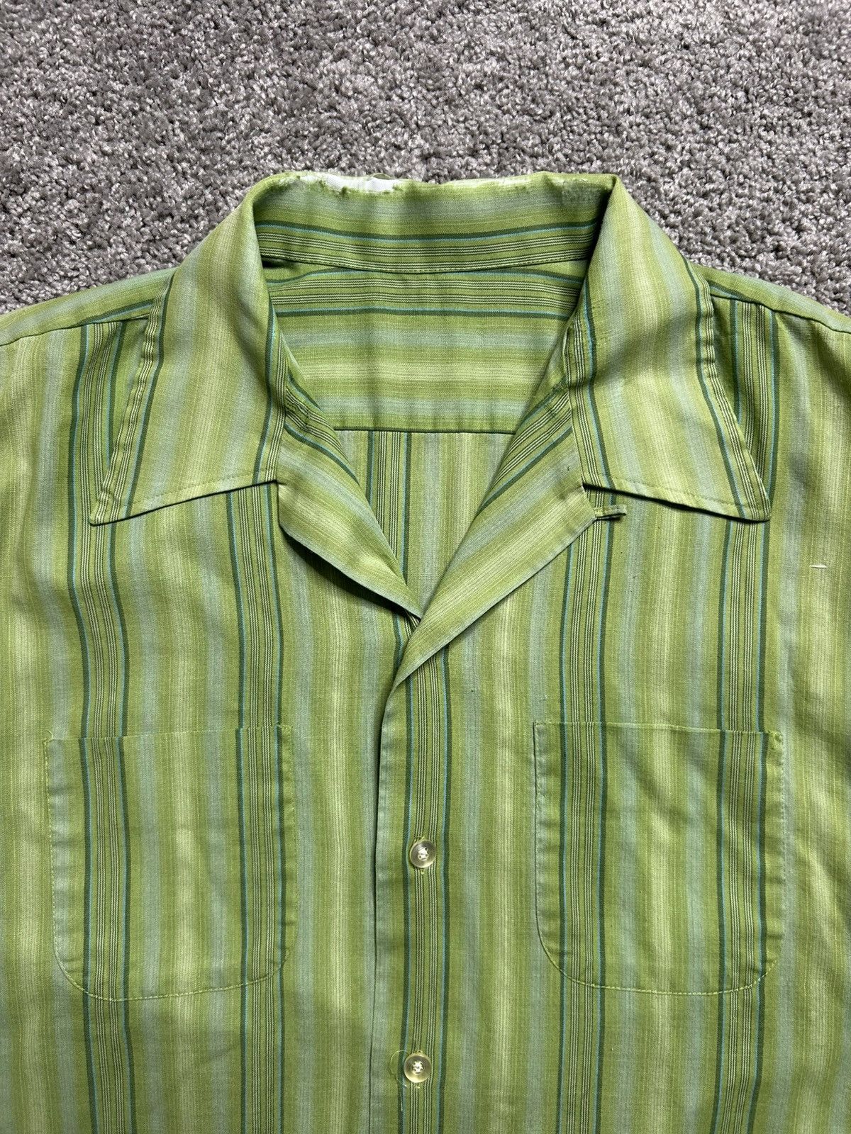 Vintage Vintage 50s/60s Loop Collar Striped Short Sleeve Button Up Size US L / EU 52-54 / 3 - 2 Thumbnail
