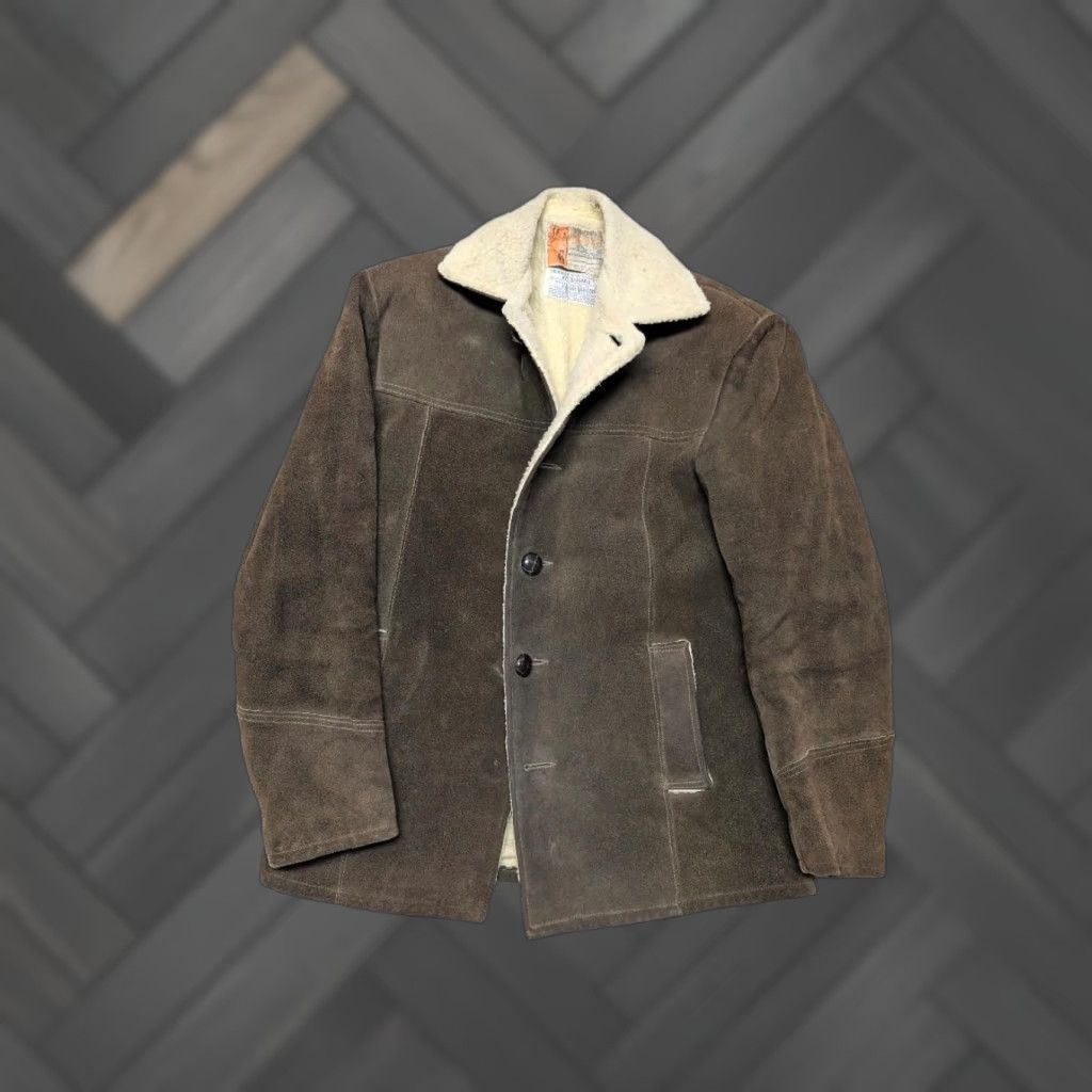 Vintage VINTAGE Penney's suede leather M coat Rancher sherpa WESTERN cowhide Men Adult Brown 1950-60s Size US M / EU 48-50 / 2 - 1 Thumbnail