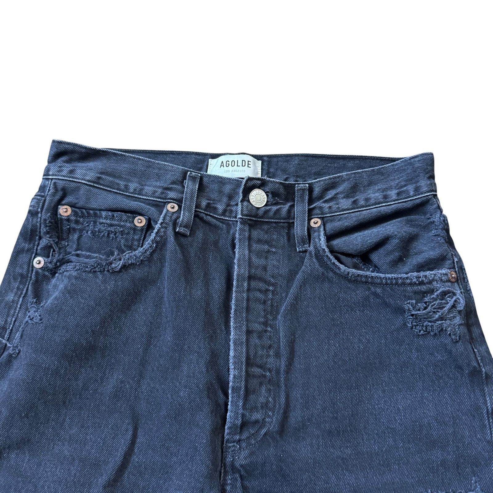 Agolde AGOLDE 90s Crop Jean Bauhaus Distressed Black Size 25" / US 0 / IT 36 - 6 Thumbnail