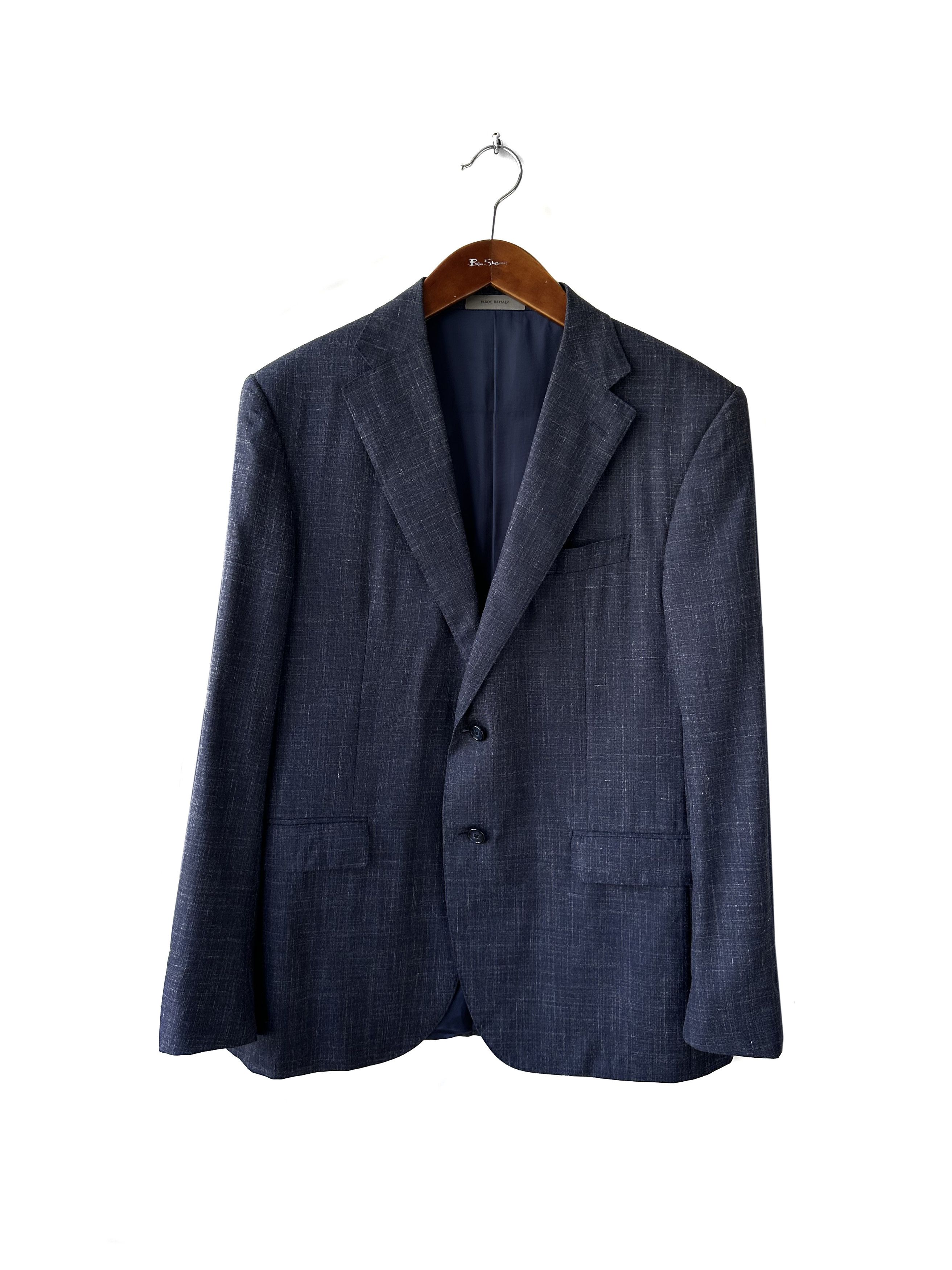Corneliani Corneliani navy melange silk/wool/flax blazer Size 54R - 1 Thumbnail