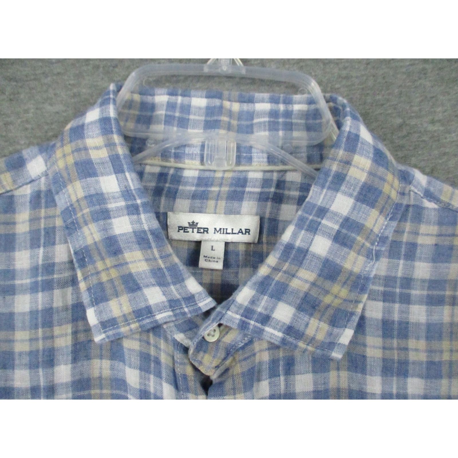 Peter Millar Peter Millar Shirt Men Large Linen Blue Plaid Long Sleeve Button-Up Size US L / EU 52-54 / 3 - 6 Thumbnail