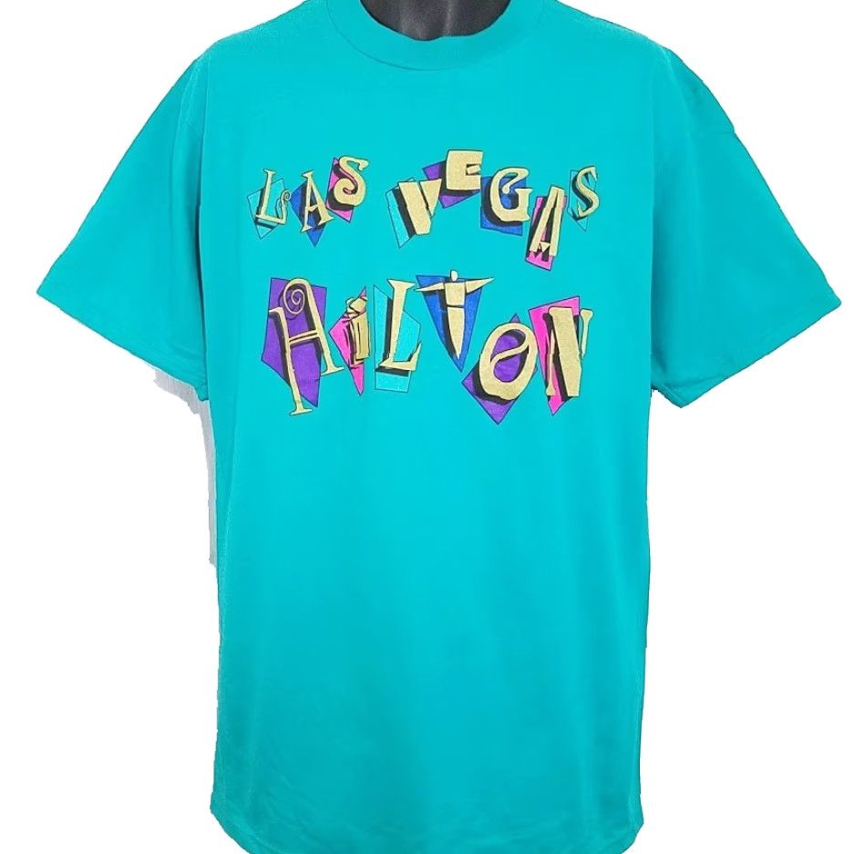 Jerzees VINTAGE Las Vegas Hilton T Shirt Mens Large Blue 90s Nevada Made In USA Jerzees Size US L / EU 52-54 / 3 - 2 Thumbnail