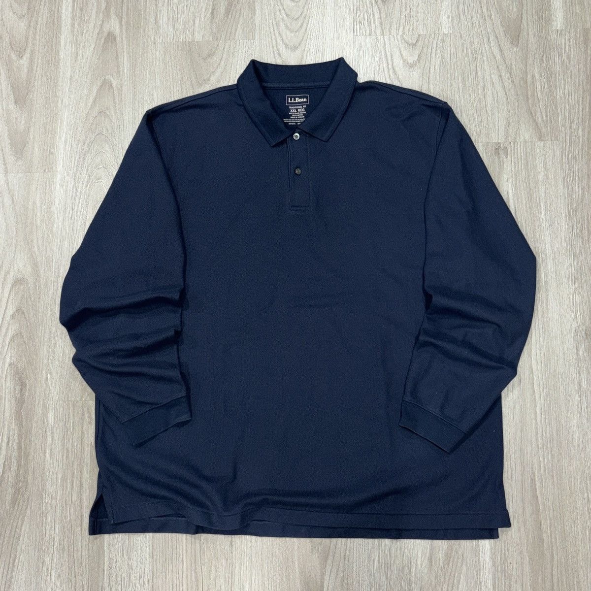 L.L.Bean Long Sleeve Polo Shirt Mens XXL Navy Blue