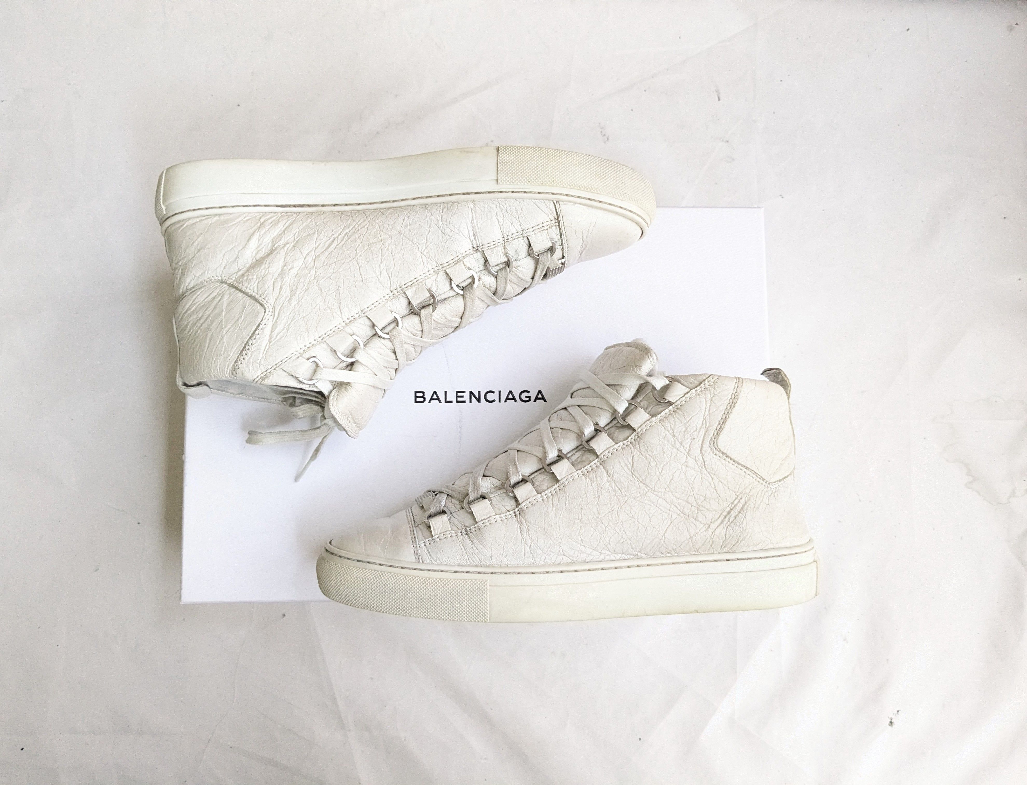 Balenciaga Balenciaga Arena White 7 Leather High Tops Lace Up Size US 7 / EU 40 - 1 Thumbnail