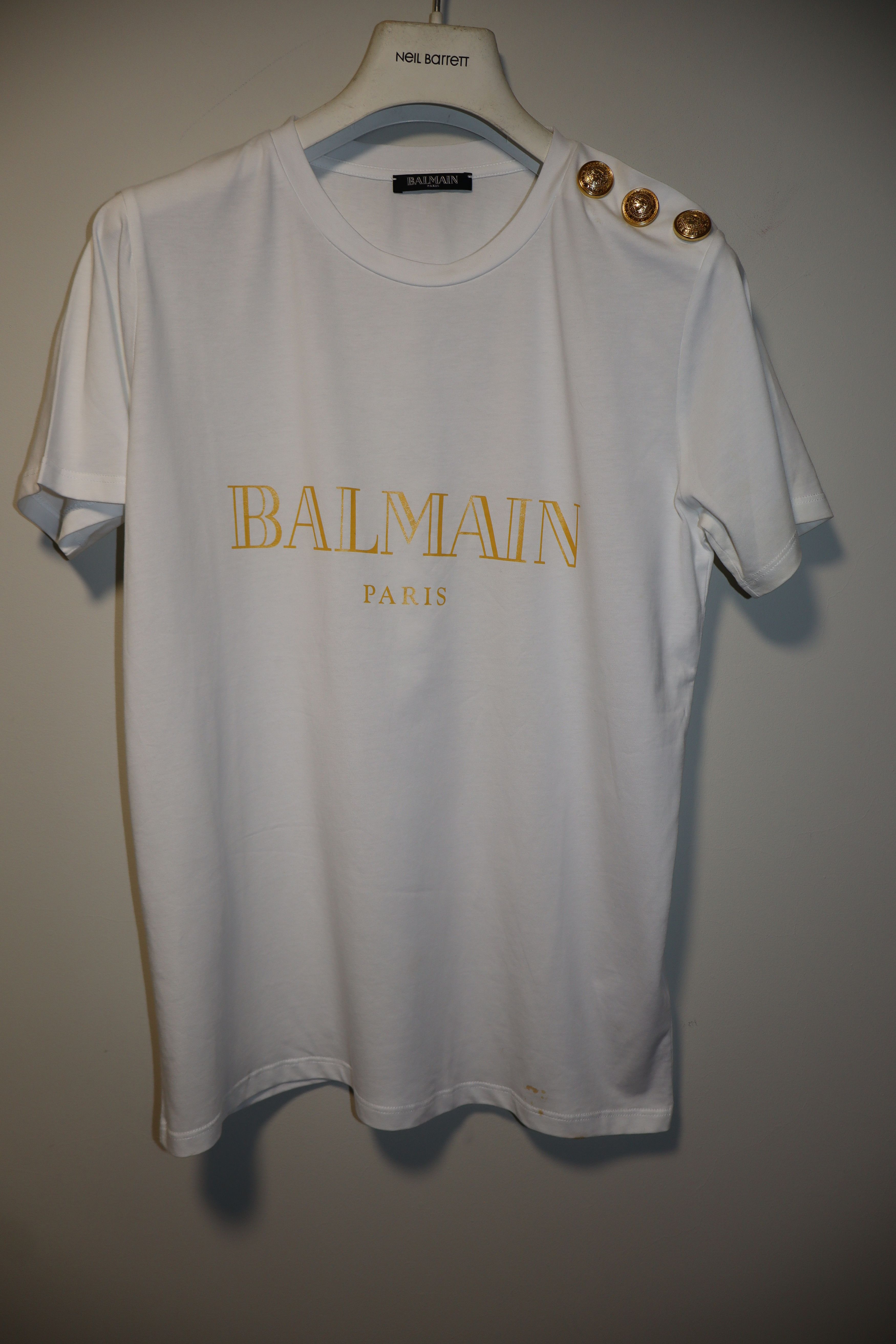 image of Balmain Logo T-Shirt in White, Women's (Size Small)