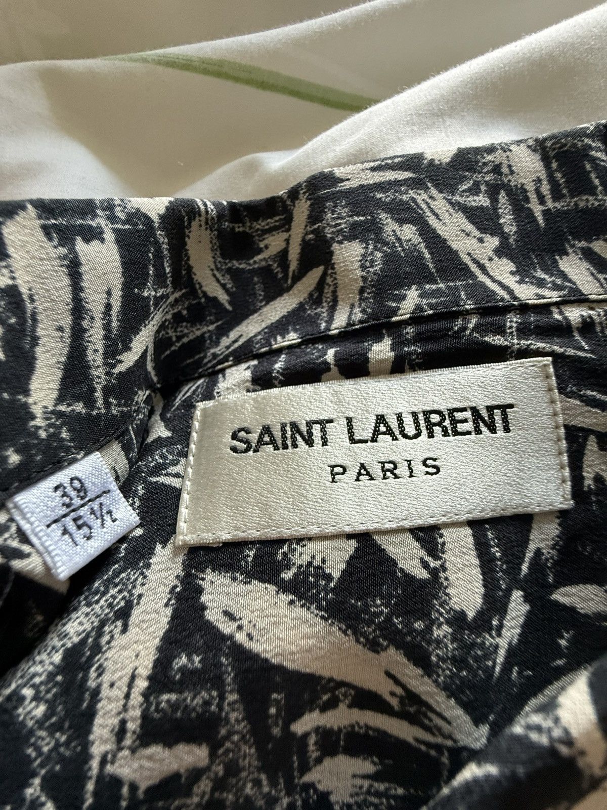 Saint Laurent Paris SS14 Saint Laurent Black white Brush squiggle silk shirt Size US M / EU 48-50 / 2 - 22 Thumbnail
