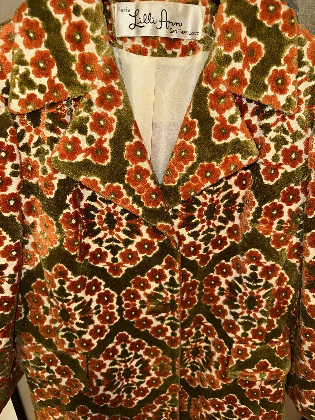 Other VTG 50s 60s Lilli Ann Floral Chenille Carpet Tapestry Jacket Size L / US 10 / IT 46 - 2 Thumbnail