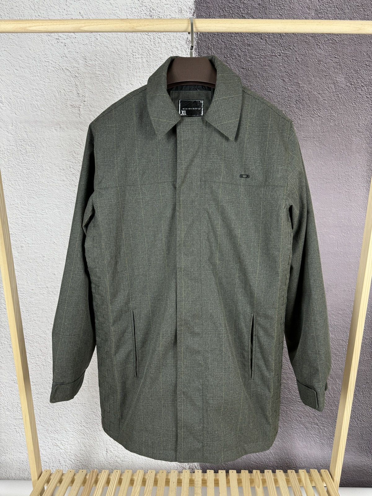 Oakley Oakley vintage FA07 grey checkered avant garde long jacket Size US XL / EU 56 / 4 - 1 Thumbnail