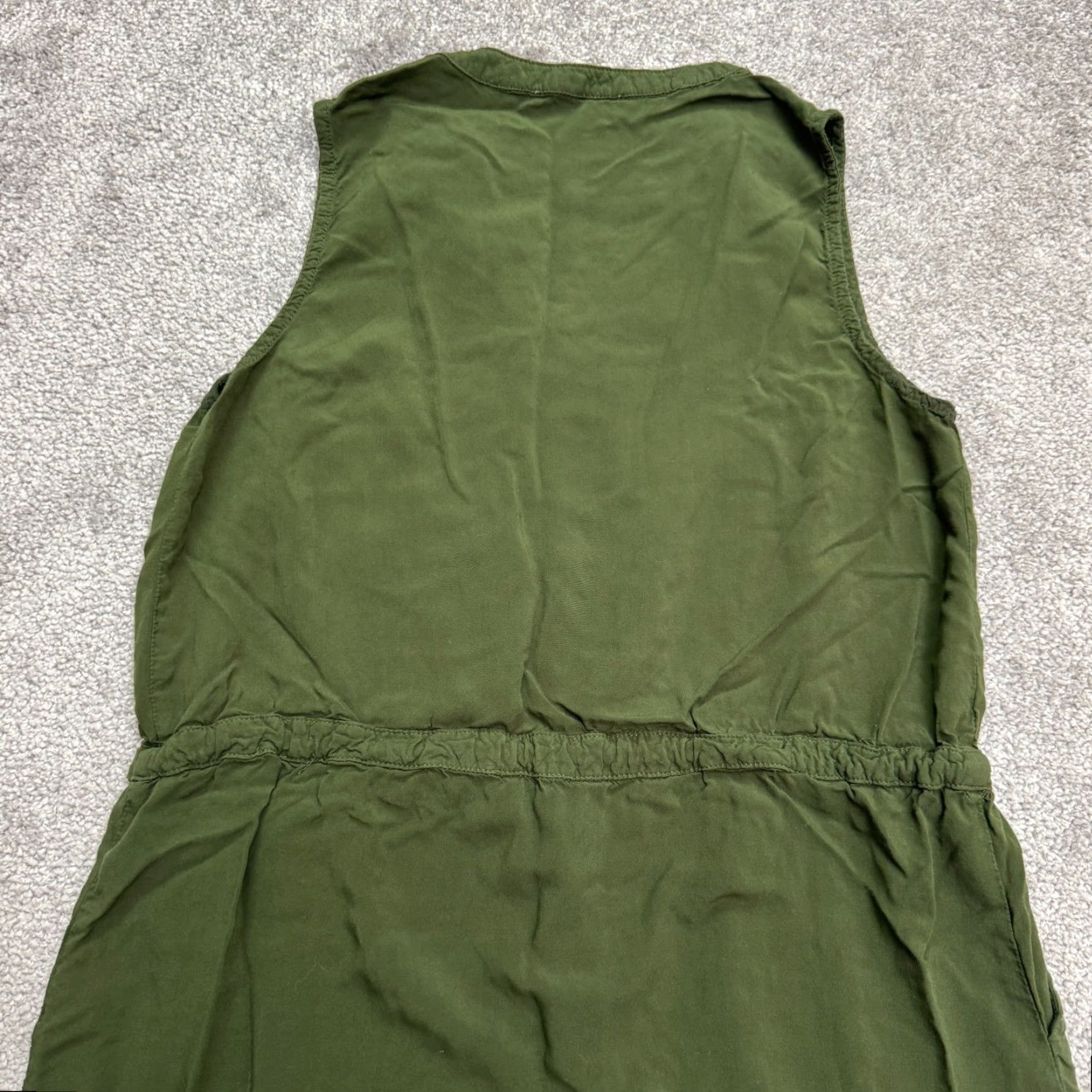 Vintage VINTAGE Bioworld Grawstring Mini Dress Womens S Army Green Sleeveless V-Neck Pockets Size S / US 4 / IT 40 - 3 Thumbnail