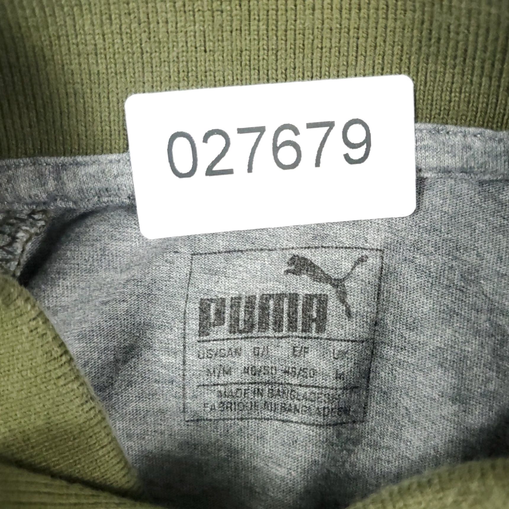 Puma PUMA Polo Shirt Men's Medium Gray Green Striped Cotton Blend Short Sleeve Activewear Size US M / EU 48-50 / 2 - 8 Thumbnail