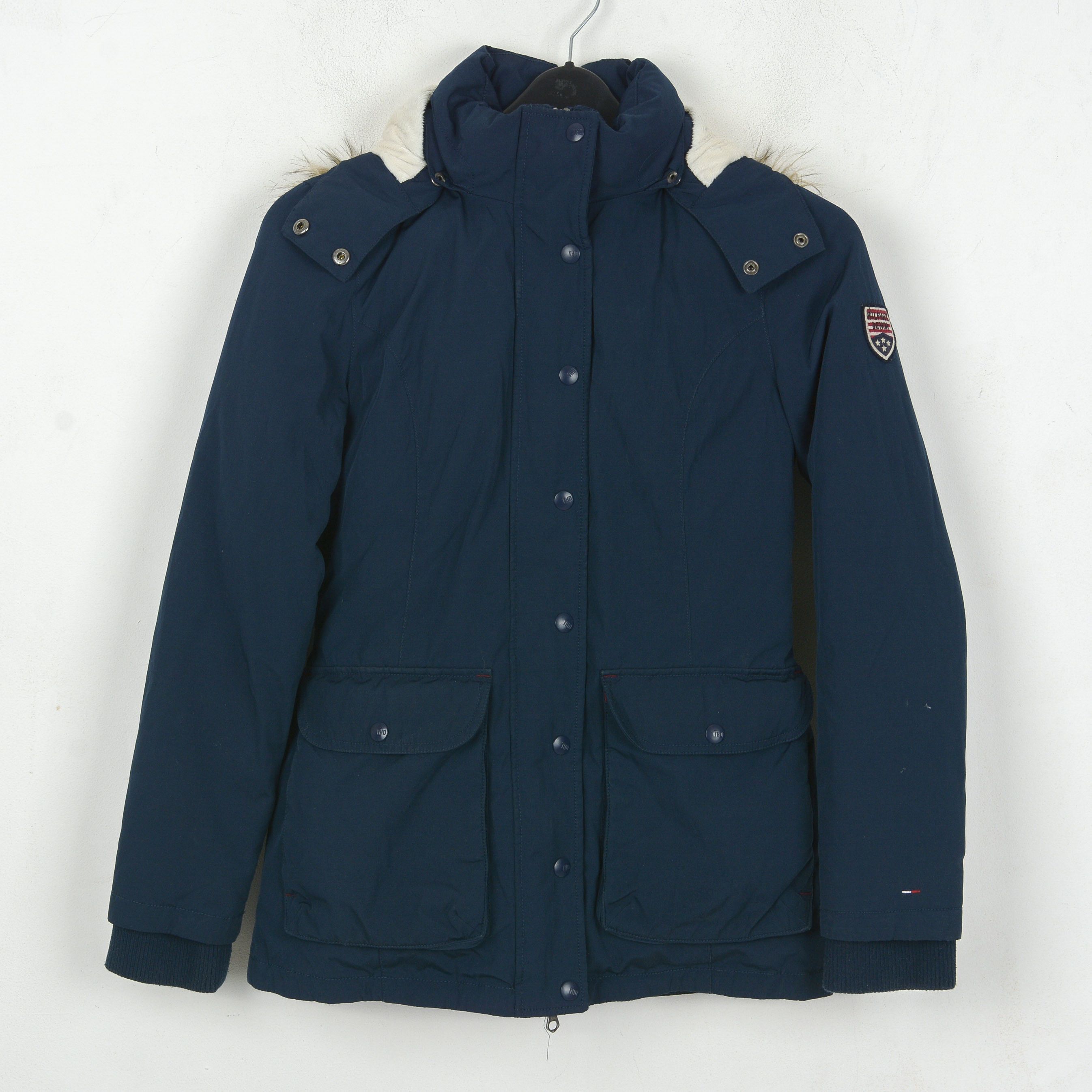Tommy Hilfiger S Parka Hooded Jacket Insulated Down Feathers Coat Padded Size S / US 4 / IT 40 - 1 Thumbnail