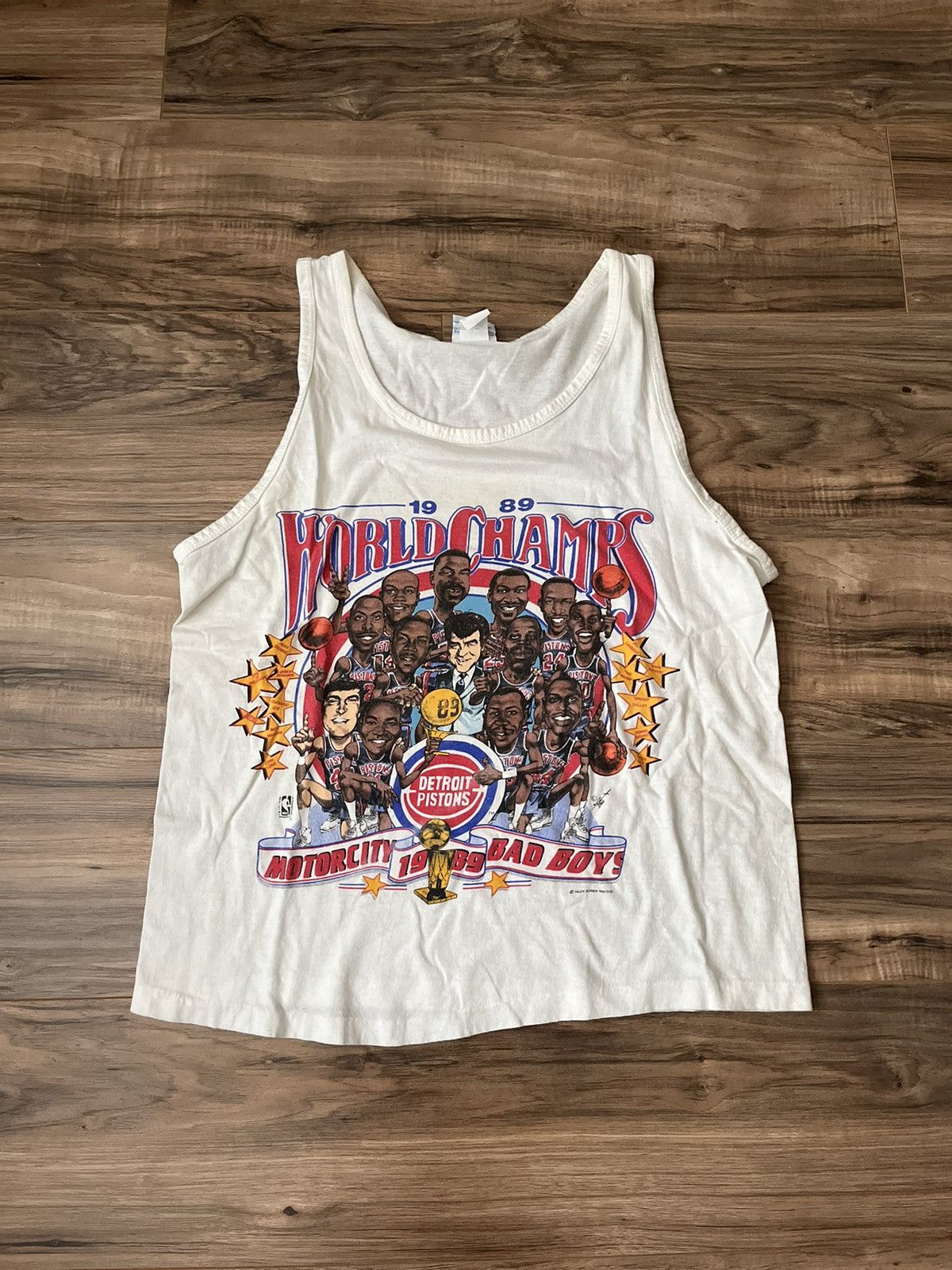 Salem Sportswear × Vintage 1989 Detroit Pistons Bad Boys Caricature Tank Top Shirt Size US S / EU 44-46 / 1 - 1 Thumbnail