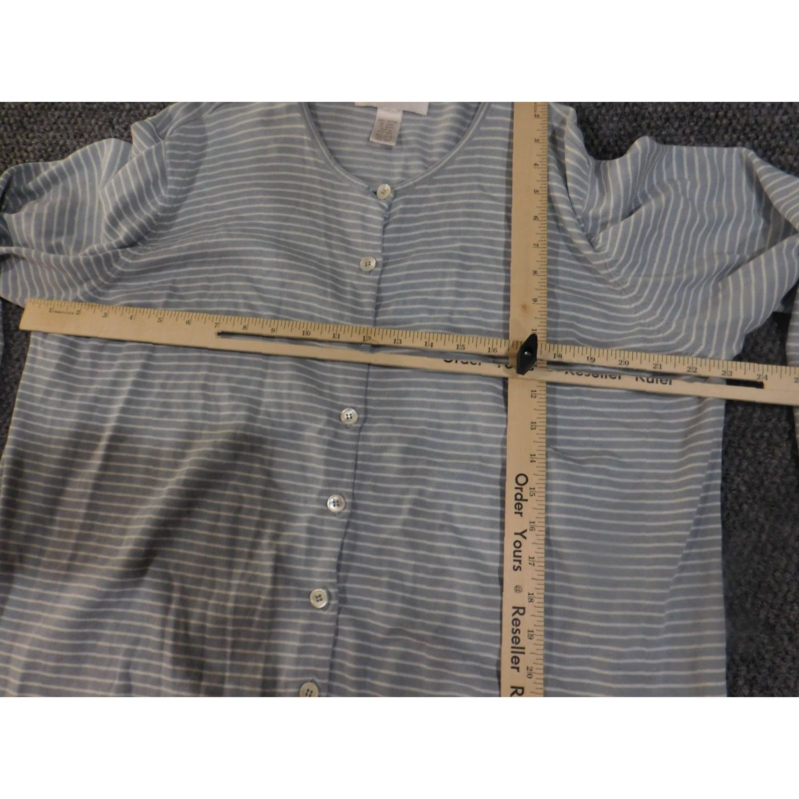 Jones New York Jones New York Sweater Cardigan Womens 2X Blue White Striped Button Crew Neck Puff Sleeve Size XXL / US 16-18 / IT 52-54 - 6 Thumbnail
