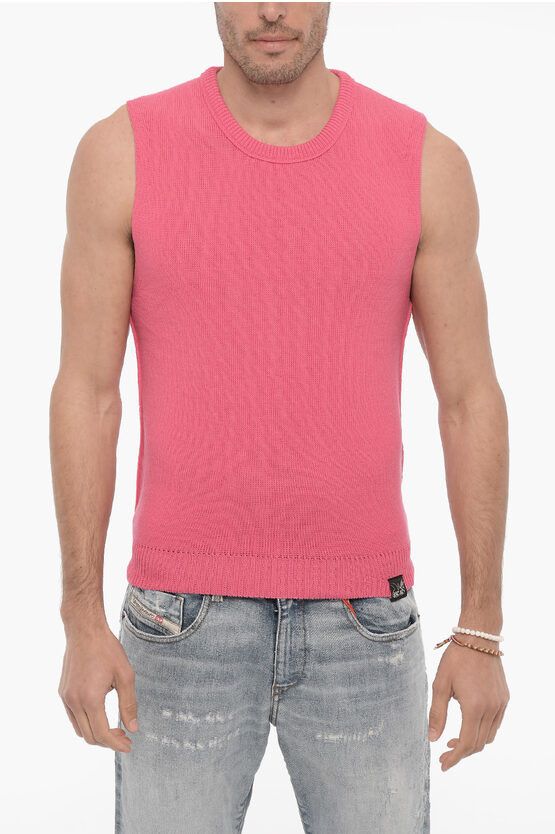 og1mm0424 Crew Neck Sleeveless Sweater in Pink