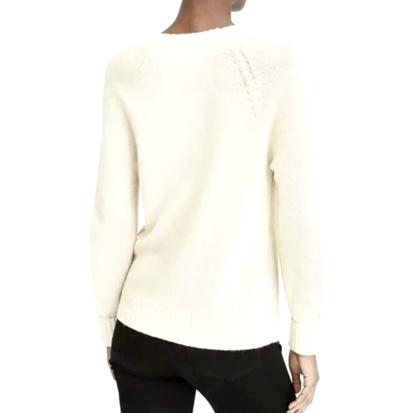 J.Crew J.CREW Ivory Wool Blend Women’s Small Crewneck Sweater With Jeweled Buttons Crew Neck Pullover Long Sleeve Knit Size S Coral Cream Womens Size S / US 4 / IT 40 - 6 Thumbnail