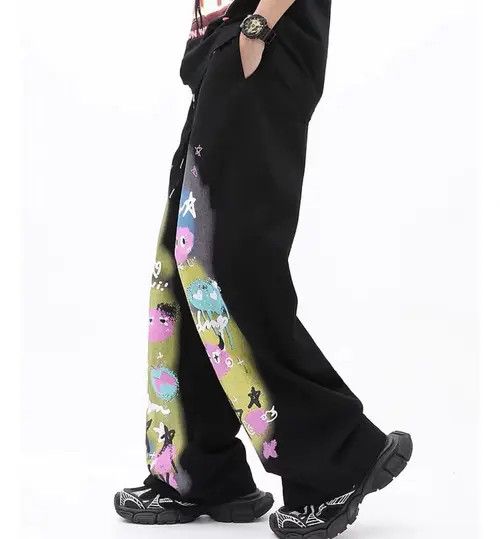 VIBE Street trend hip hop dopamine graffiti straight casual pants Size US 30 / EU 46 - 7 Thumbnail