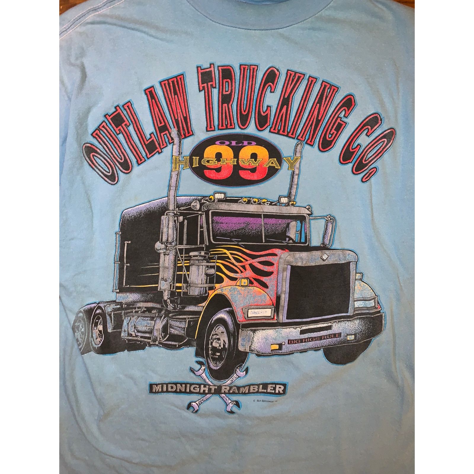 Other × Vintage Outlaw Trucking Co T-Shirt XL Light Blue Racing 1999 Size US XL / EU 56 / 4 - 1 Thumbnail