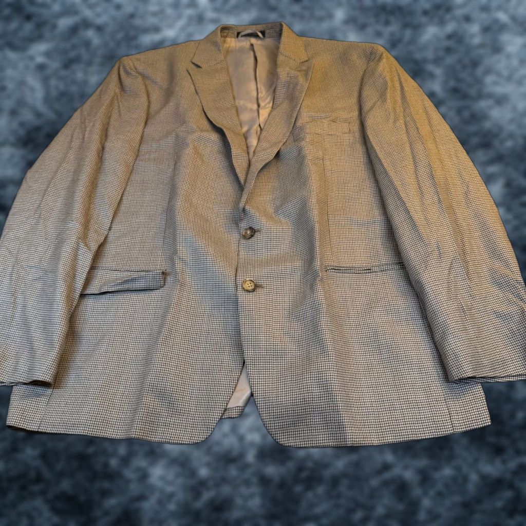 Ralph Lauren Lauren Ralph Lauren Houndstooth Blazer Jacket Sport Coat Two Button Mens 46 Beige Wool Check Business Casual 90s? No N/A Size 46R - 1 Thumbnail