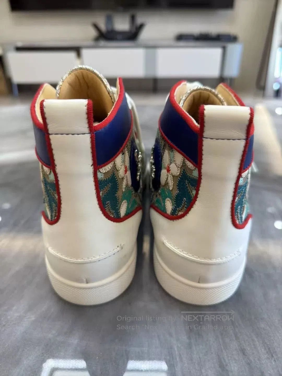 Christian Louboutin Christian Louboutin Floral Embroidery High-Top Sneakers. Size US 8 / EU 41 - 2 Thumbnail