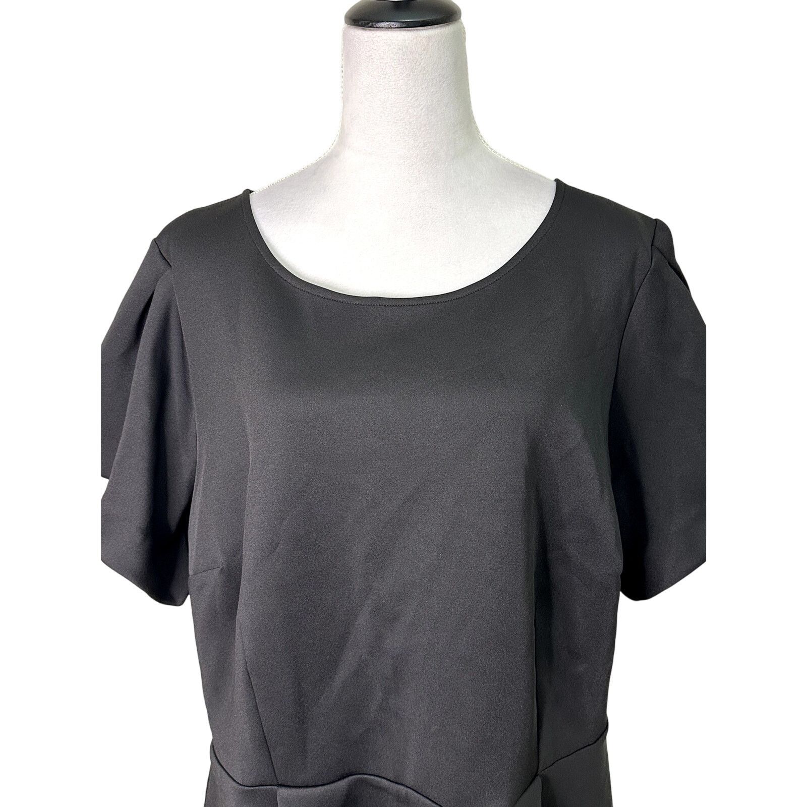 Other Eloquii Womens Plus Black Flutter Sleeve Peplum Scuba Top 14 Size XL / US 12-14 / IT 48-50 - 3 Thumbnail