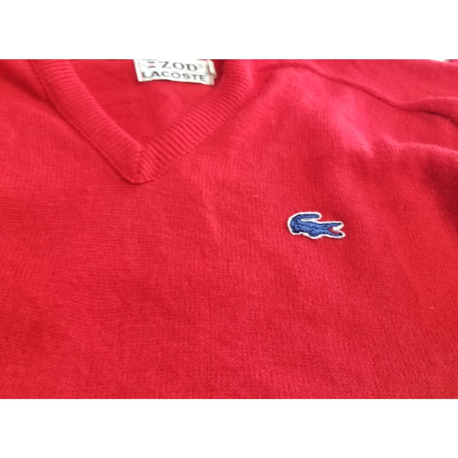 Lacoste VINTAGE Lacoste Sweater Men XL Red V-Neck Pullover Knit Embroidered Logo USA Size US XL / EU 56 / 4 - 6 Thumbnail