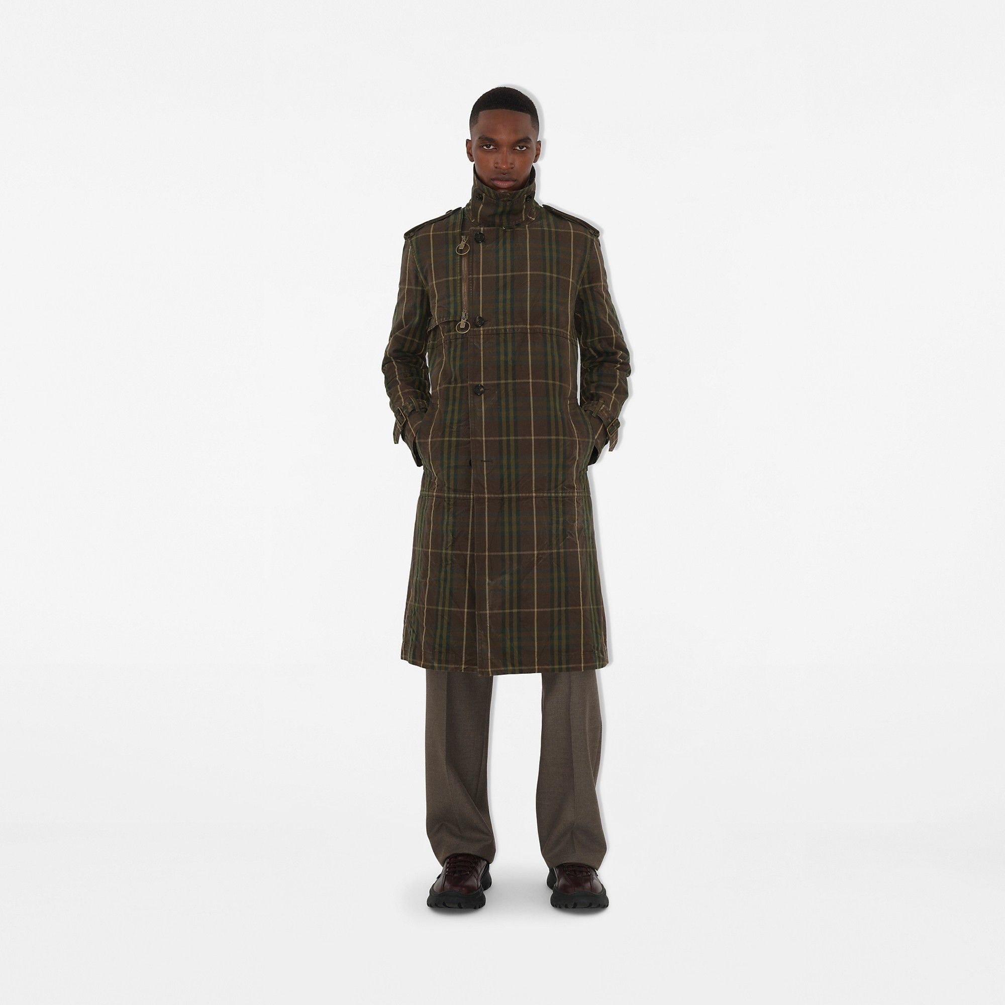 Burberry o1w1db10326 Long Check Cotton Trench Coat in Multicolor Size US M / EU 48-50 / 2 - 2 Thumbnail