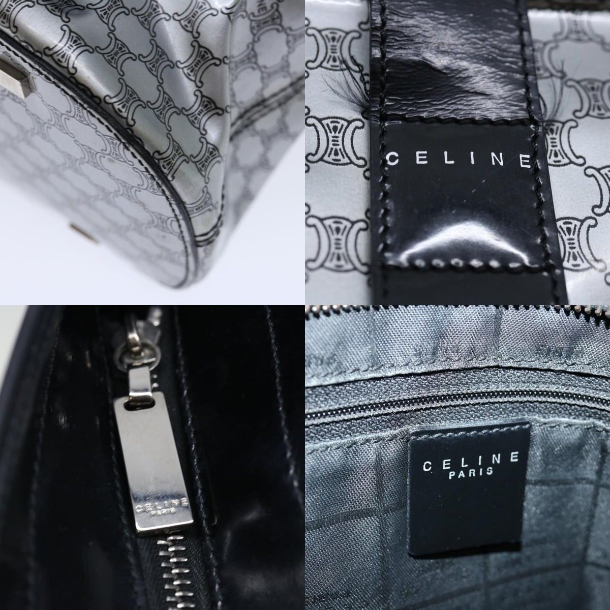 Celine CELINE Macadam Canvas Tote Bag Enamel Silver Black Size ONE SIZE - 11 Thumbnail