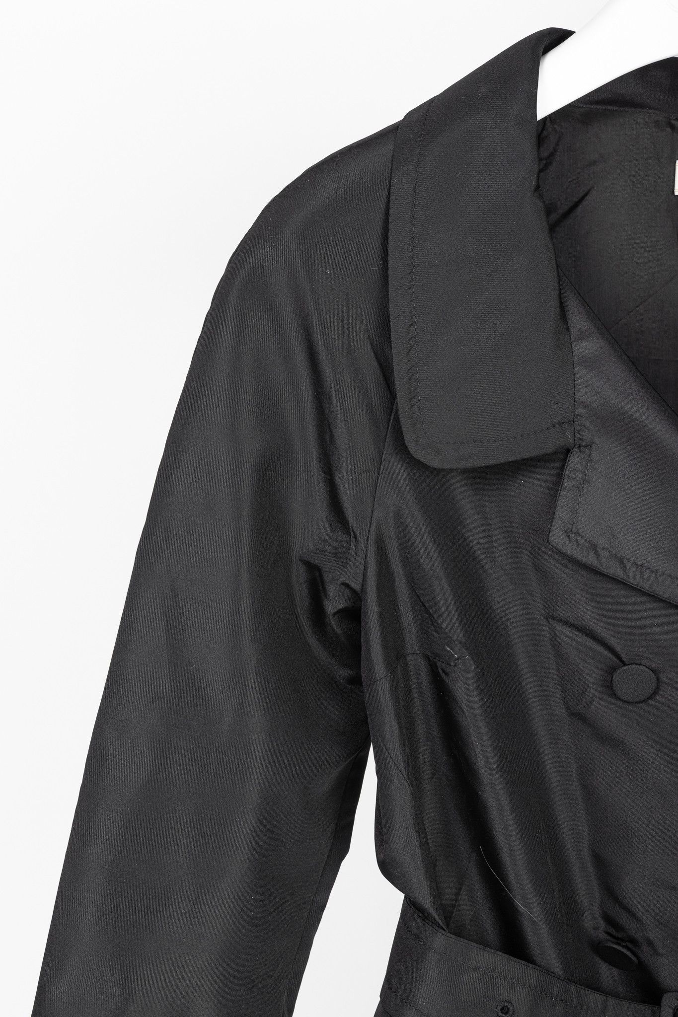 Prada Prada Black Silk-Taffeta Belted Double-Breasted Trench Coat Size S / US 4 / IT 40 - 5 Thumbnail