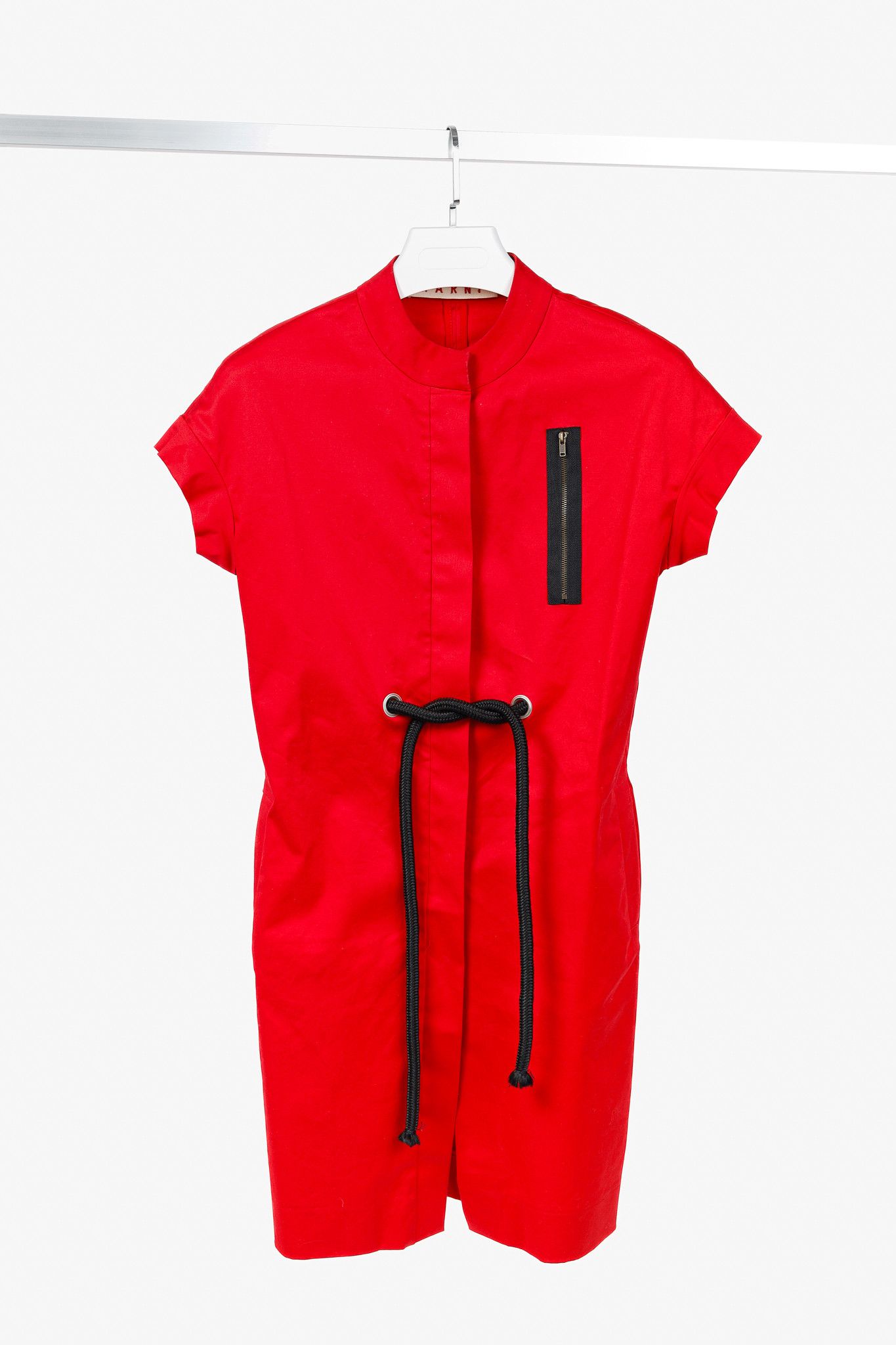 Marni SS/07 Runway Red Stretch-Cotton Waist-Tie Dress