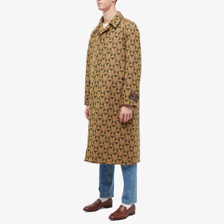 Gucci Gucci G Rhombi Wool Coat - Tan & Green Wool - Size 48 Size US M / EU 48-50 / 2 - 1 Thumbnail