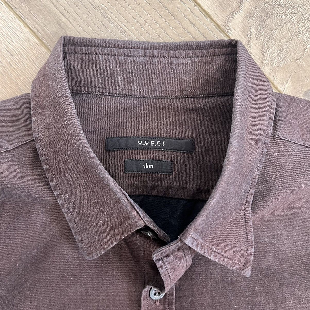 Gucci Gucci Logo Brown Dress Shirt Size US L / EU 52-54 / 3 - 2 Thumbnail