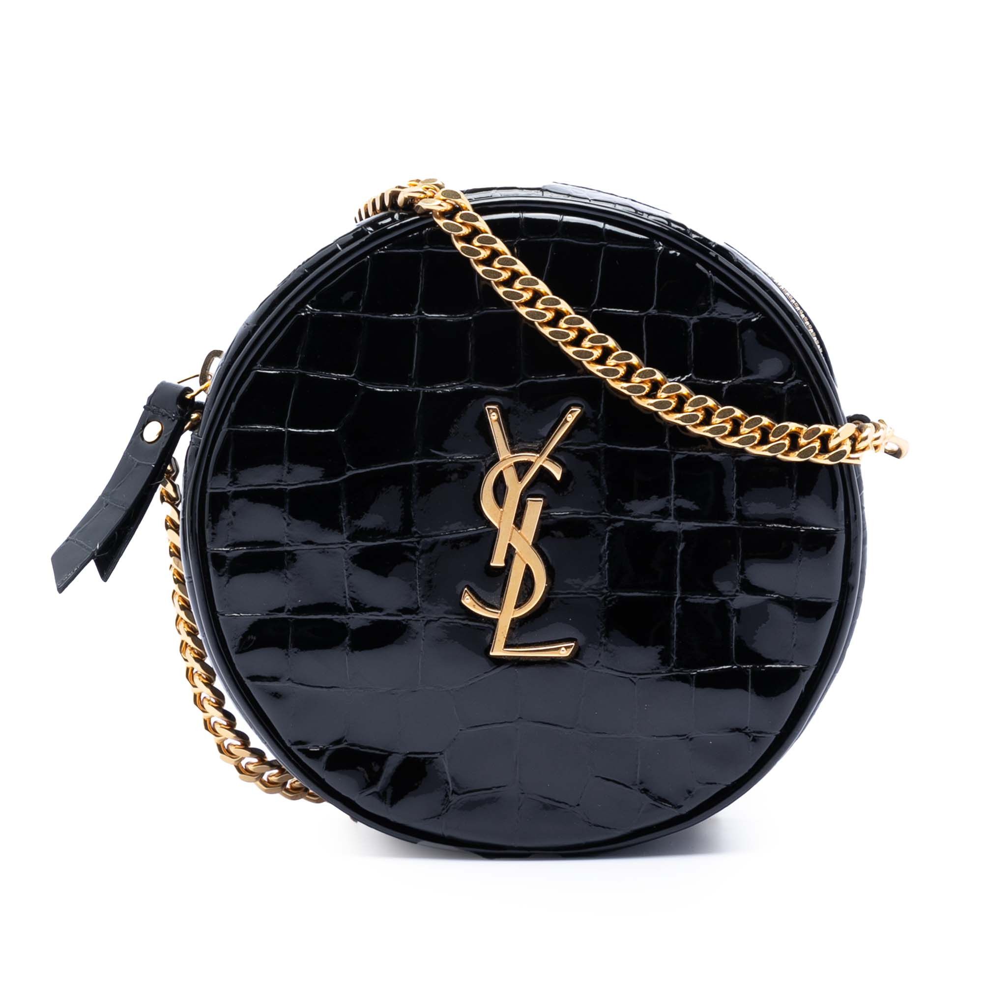 Yves Saint Laurent Yves Saint Laurent Croc Embossed Patent Round Vinyle Camera Bag Size ONE SIZE - 1 Thumbnail