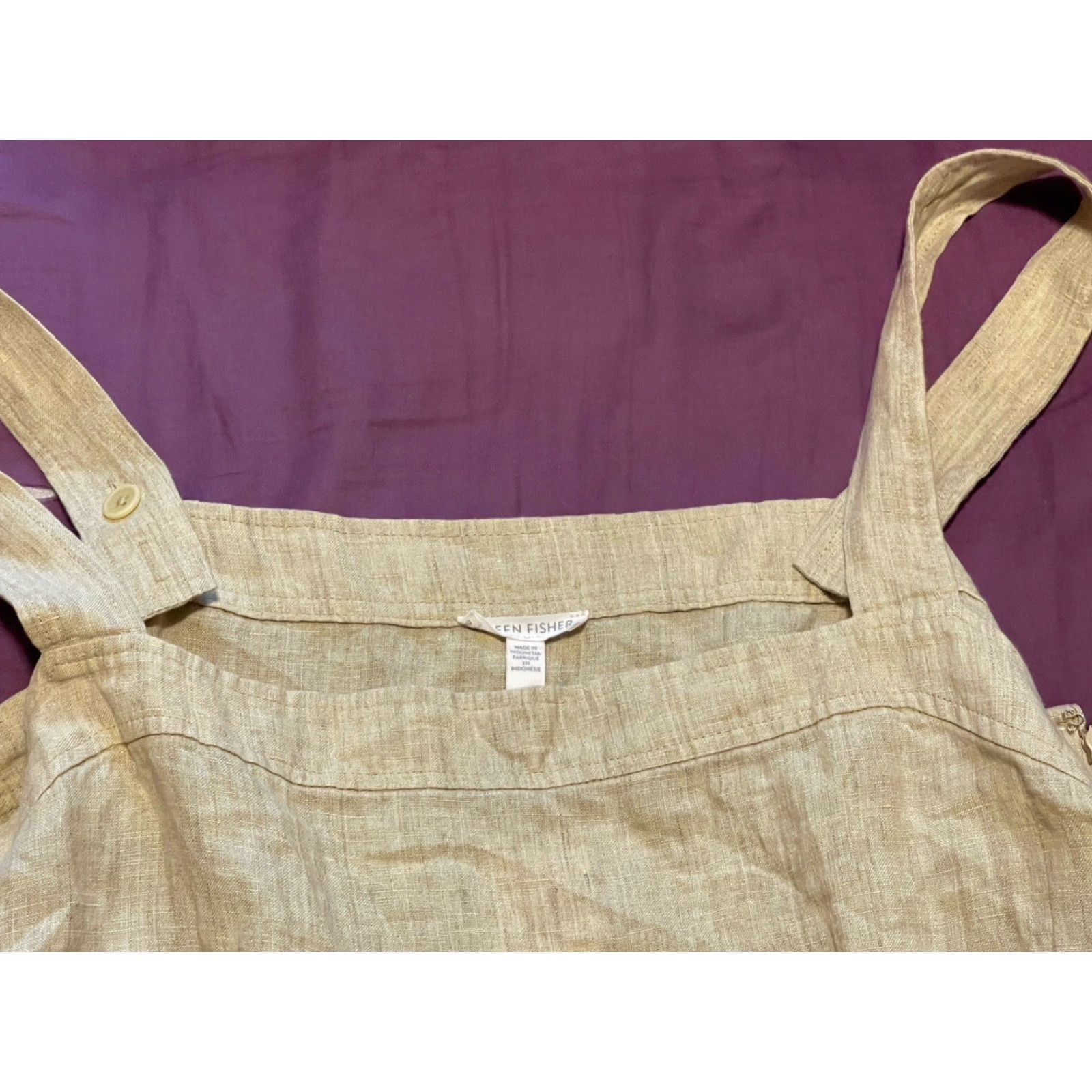 Eileen Fisher EILEEN FISHER Organic Linen Tiered Midi Dress 2X Yellow Sleeveless Ruffle Luxury Womens Size XXL / US 16-18 / IT 52-54 - 4 Thumbnail