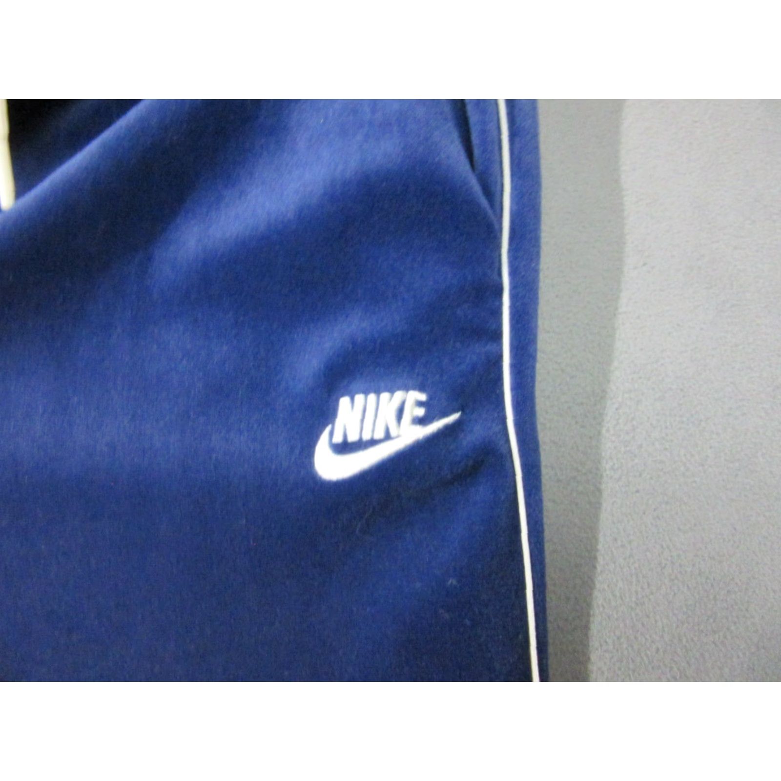 Nike VINTAGE Nike Joggers Womens Medium Blue Velour Stretch 90s Striped Pants Size 32" / US 10 / IT 46 - 3 Thumbnail