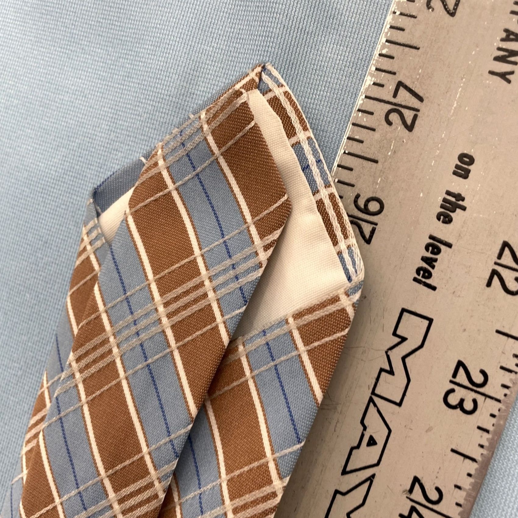 MCM VINTAGE Necktie 60s Plaid Repp Stripe Blue Rust Brown Poly Rayon MCM Exec 3x55 Capsule Tie Men Size ONE SIZE - 6 Thumbnail