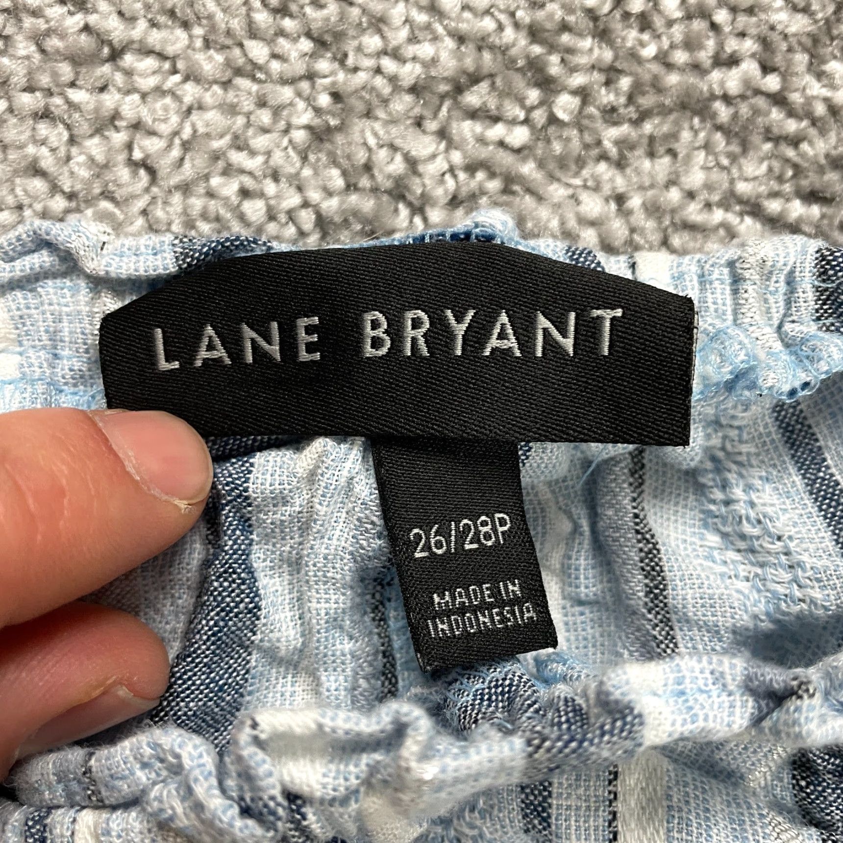Vintage VINTAGE Lane Bryant Blouse Women Plus Size 20 Short Sleeve Linen Rayon Striped Off Shoulder Casual Top Blue Size 3XL / US 20-22 - 3 Thumbnail